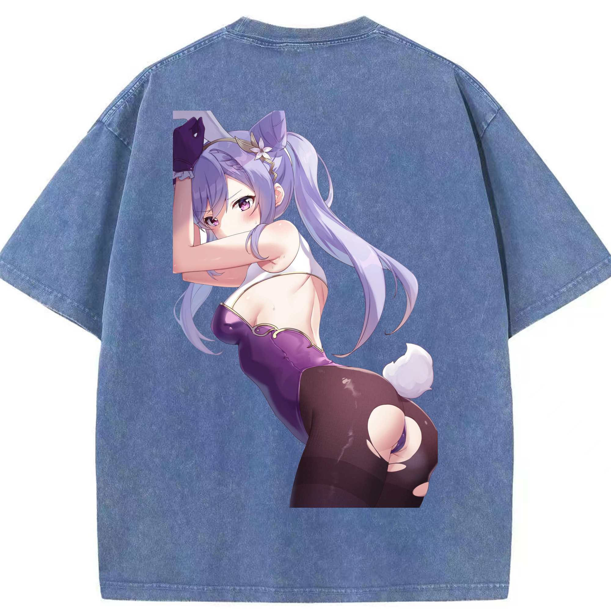 げんし神 刻晴 こくせい genshin Kokusei 綿100% ヴィンテージ風 半袖Tシャツ（背面プリント）
