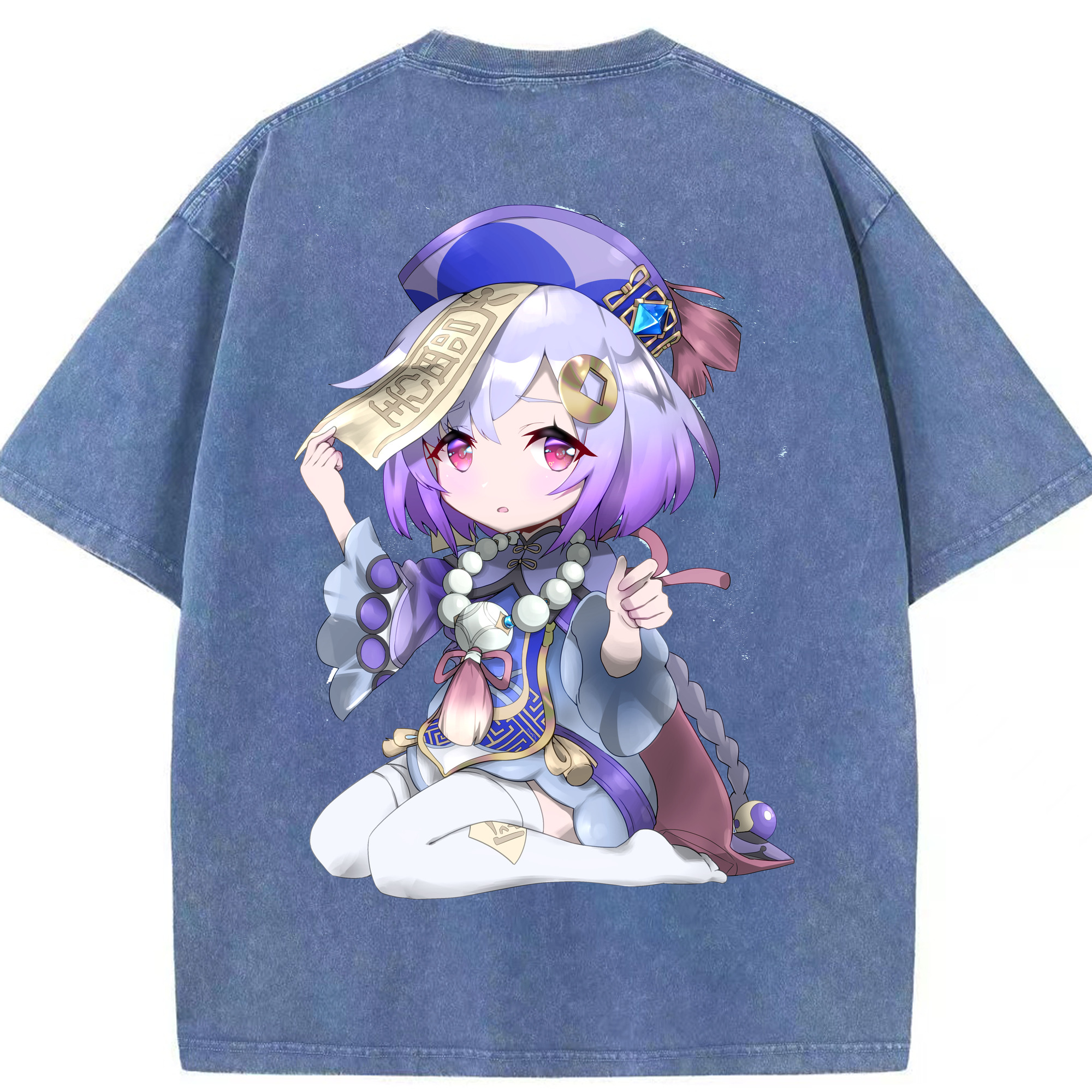げんし神 七七 なな  genshin Nana 綿100% ヴィンテージ風 半袖Tシャツ（背面プリント）