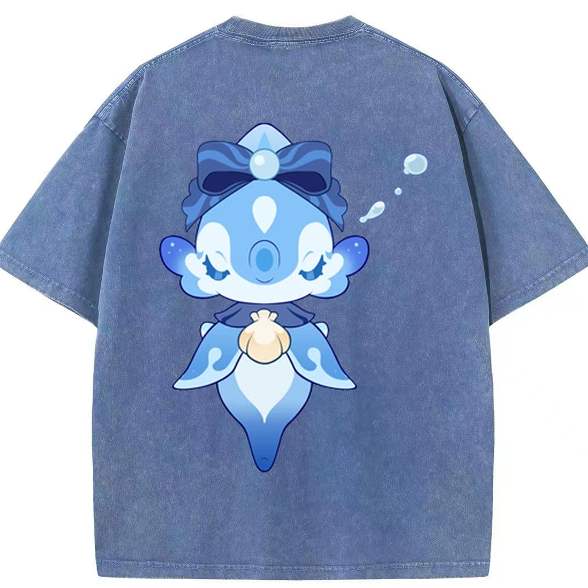 げんし神 フリーナ genshin Furina 綿100% ヴィンテージ風 半袖Tシャツ（背面プリント）