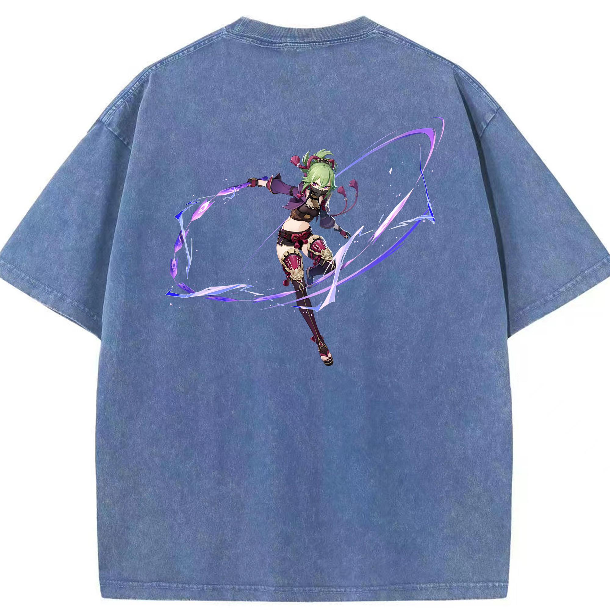 げんし神  久岐忍 くき しのぶ genshin Kuki Shinobu 綿100% ヴィンテージ風 半袖Tシャツ（背面プリント）