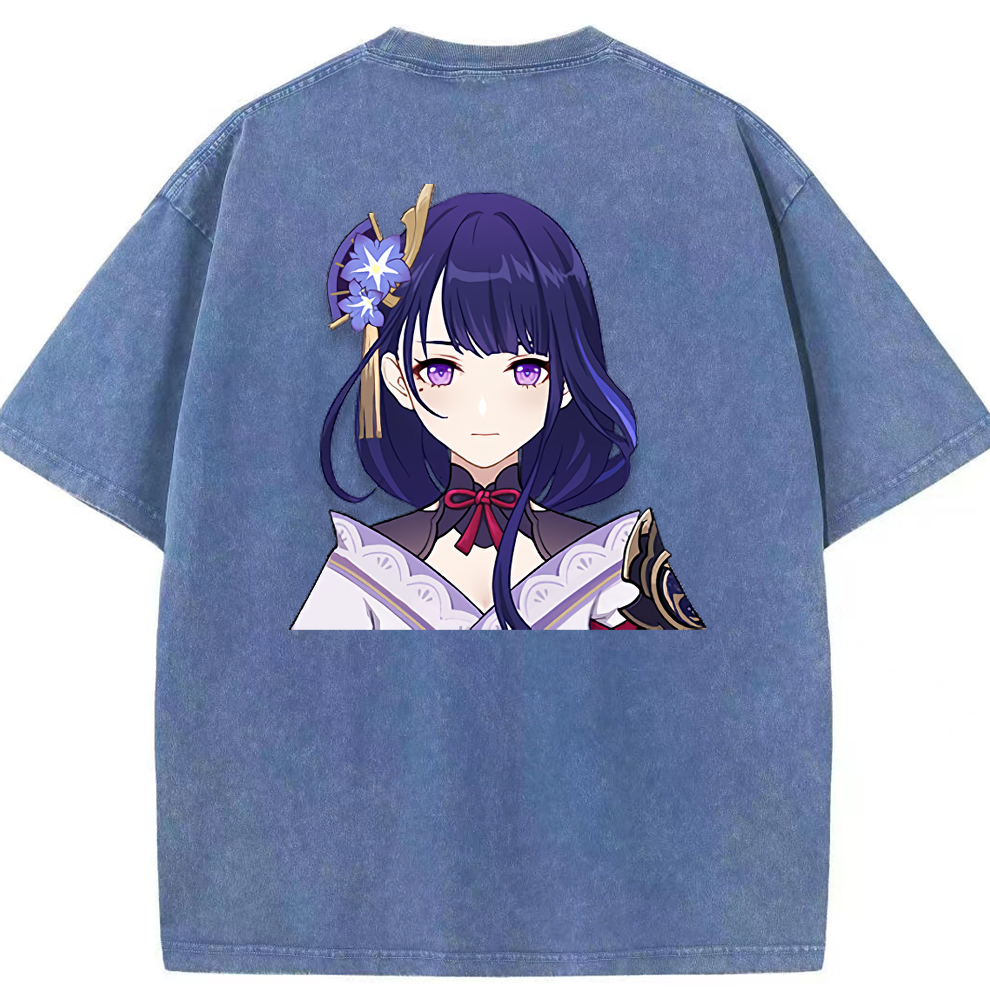 げんし神 雷電将軍 らいでんしょうぐん genshin Raiden Shogun 綿100% ヴィンテージ風 半袖Tシャツ（背面プリント）