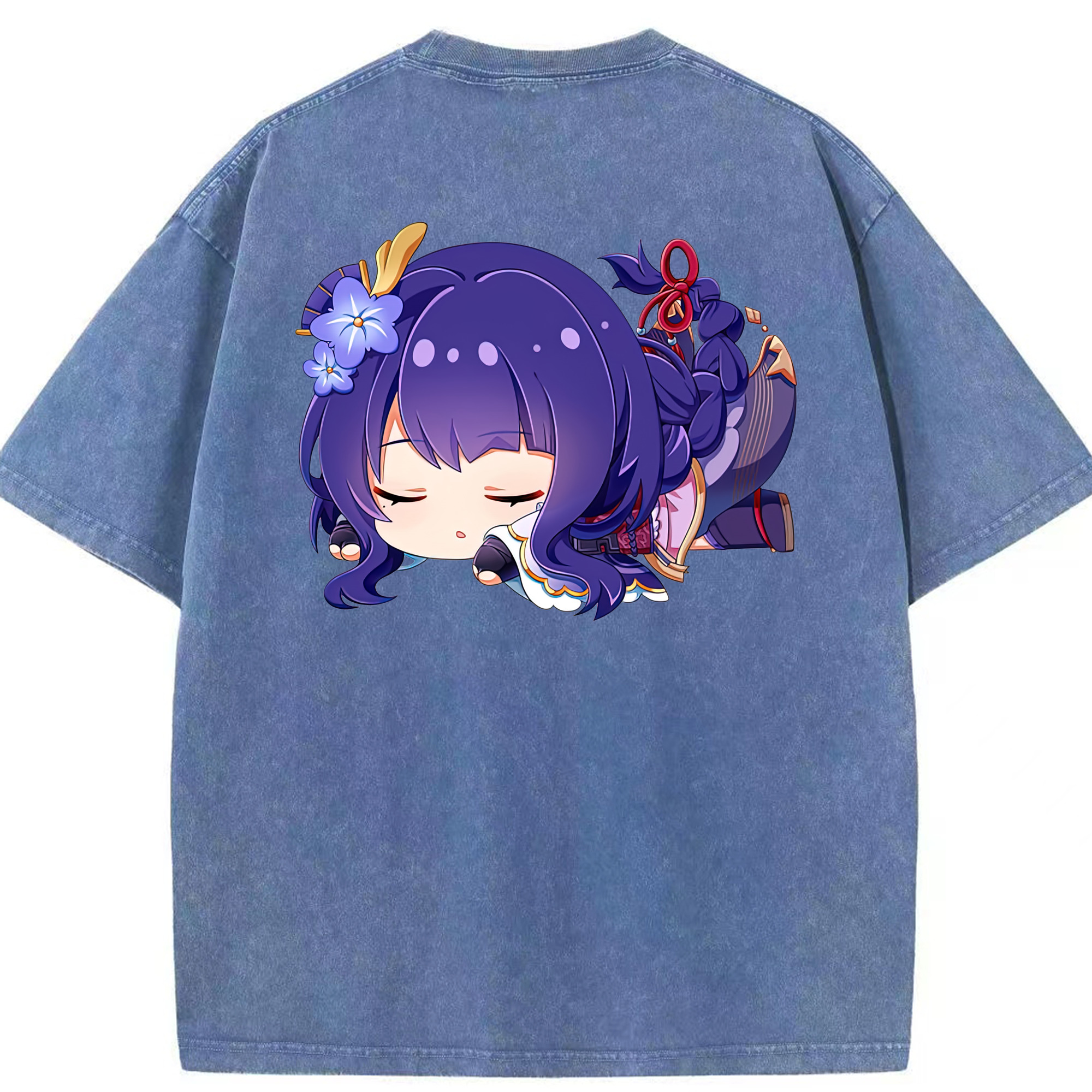 げんし神 雷電将軍 らいでんしょうぐん genshin Raiden Shogun 綿100% ヴィンテージ風 半袖Tシャツ（背面プリント）