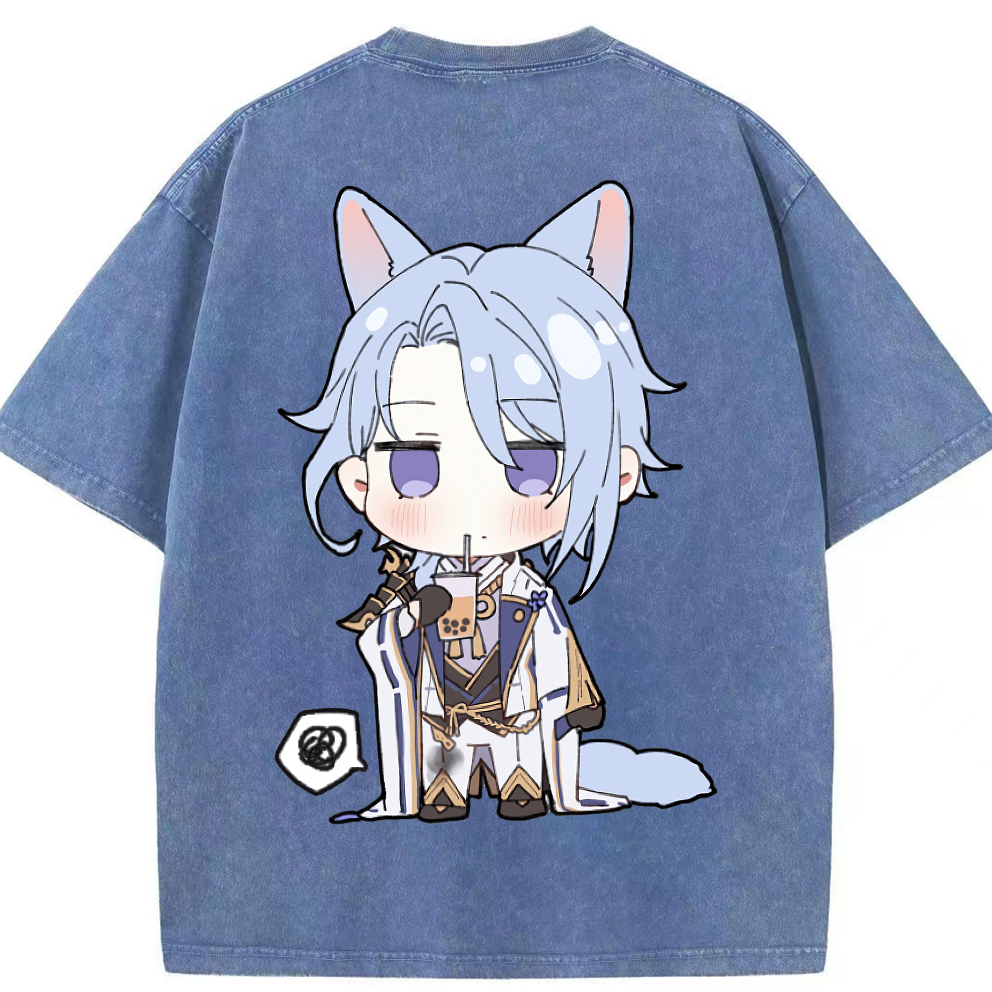 げんし神 神里綾人 かみさとあやと genshin Kamisato Ayato 綿100% ヴィンテージ風 半袖Tシャツ（背面プリント）