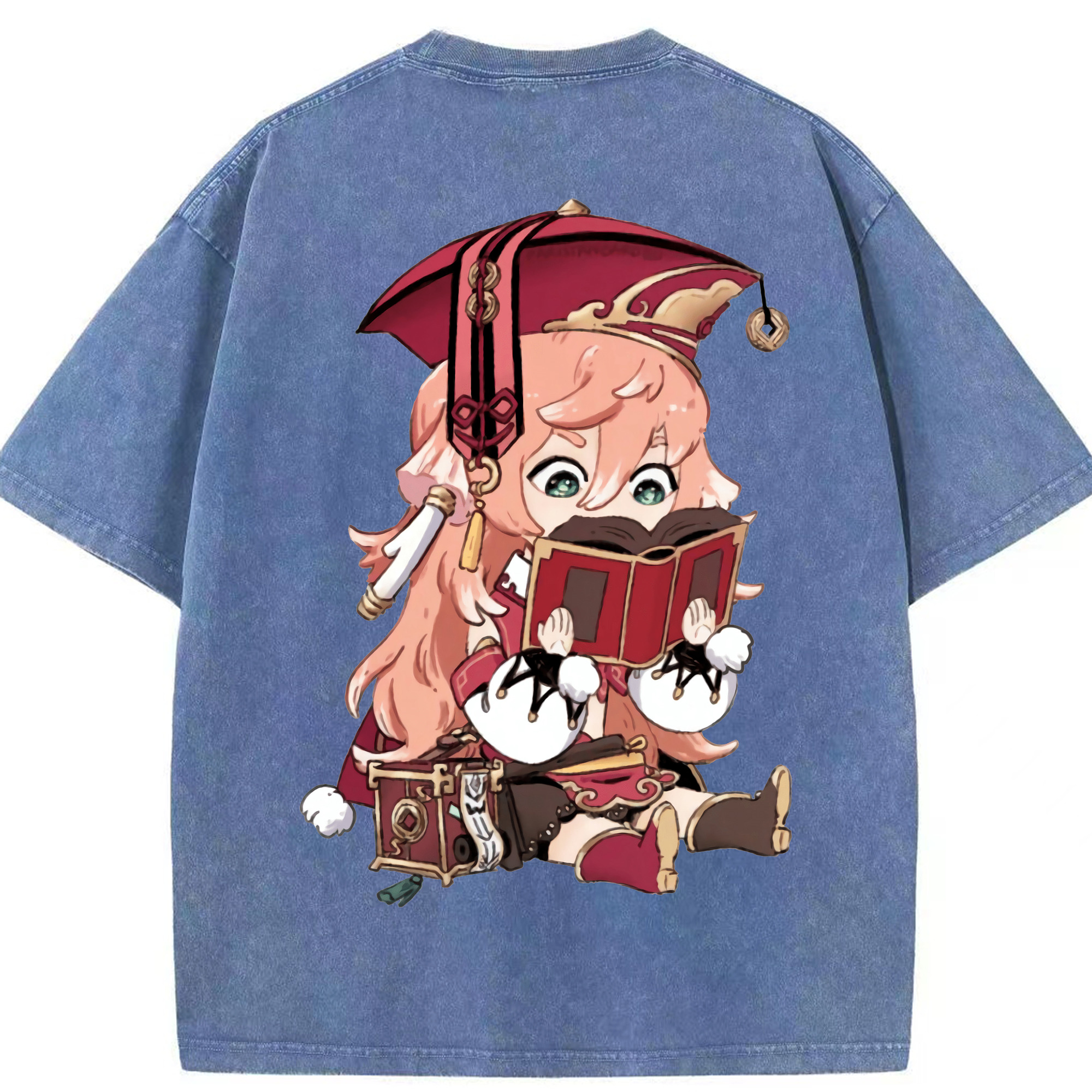 げんし神 ヤンフェイ genshin Yanfei 綿100% ヴィンテージ風 半袖Tシャツ（背面プリント）