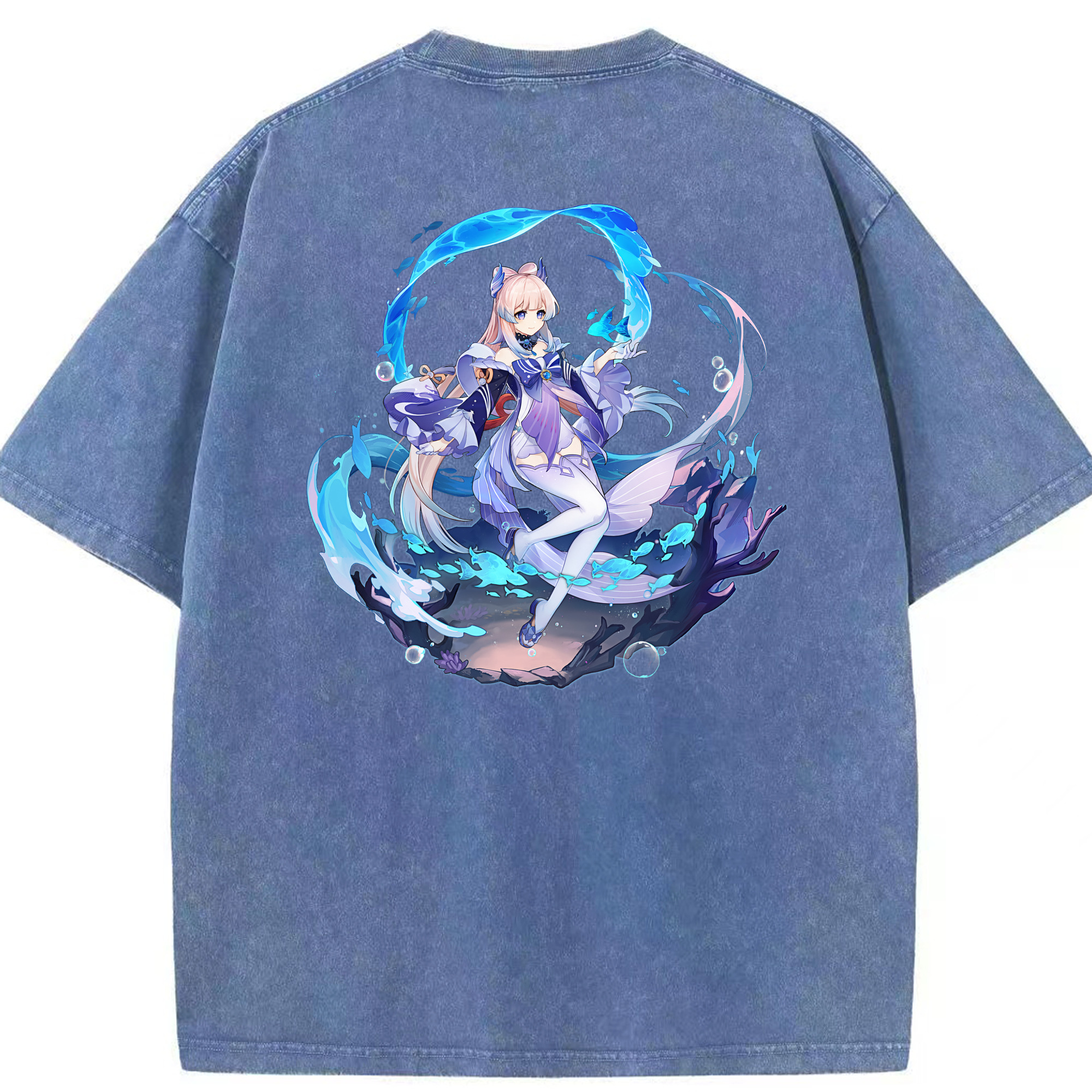 げんし神 珊瑚宮心海 サンゴノミヤ・ココミ genshin Sangonomiya Kokomi 綿100% ヴィンテージ風 半袖Tシャツ（背面プリント）