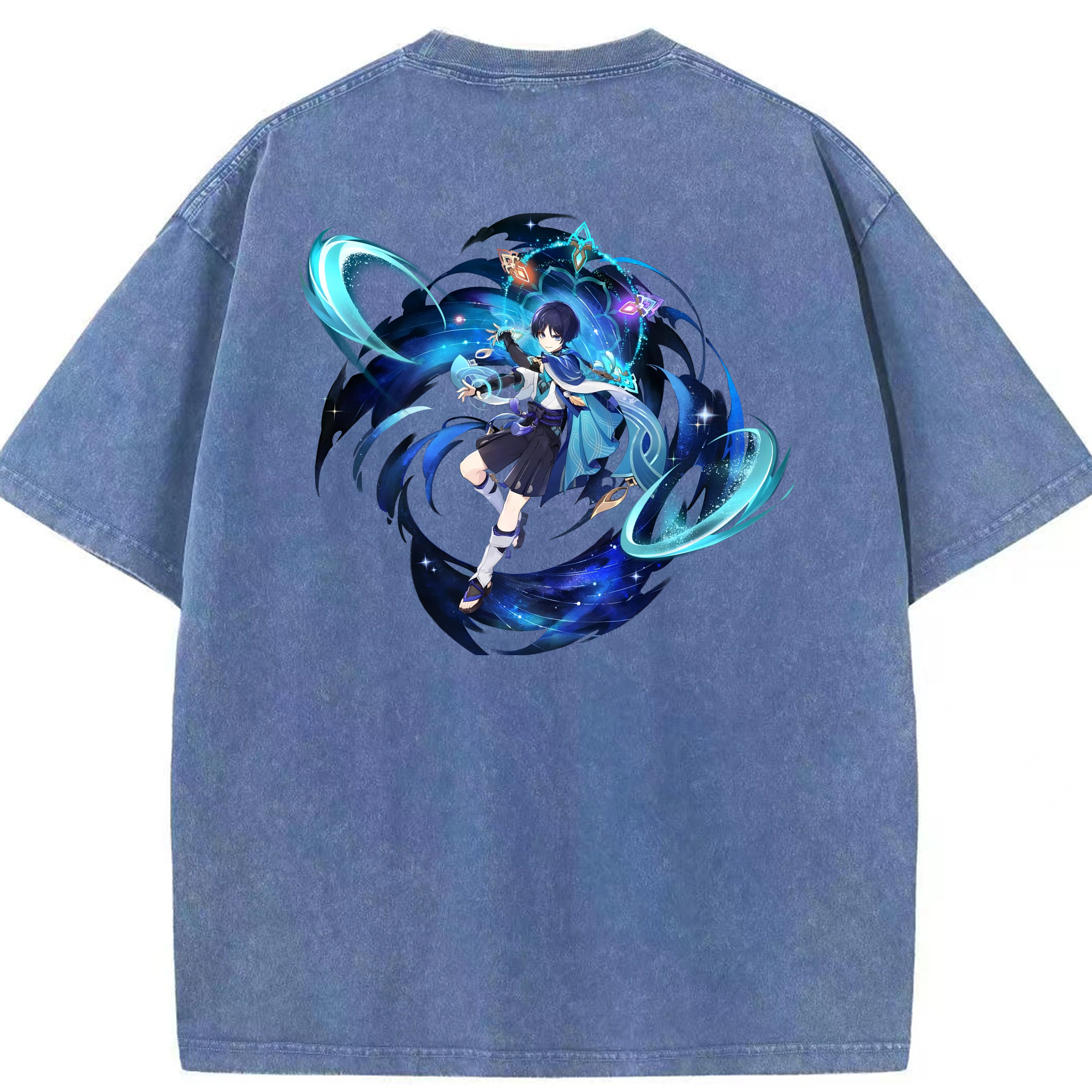 げんし神 さんペい genshin Sanpei 綿100% ヴィンテージ風 半袖Tシャツ（背面プリント）