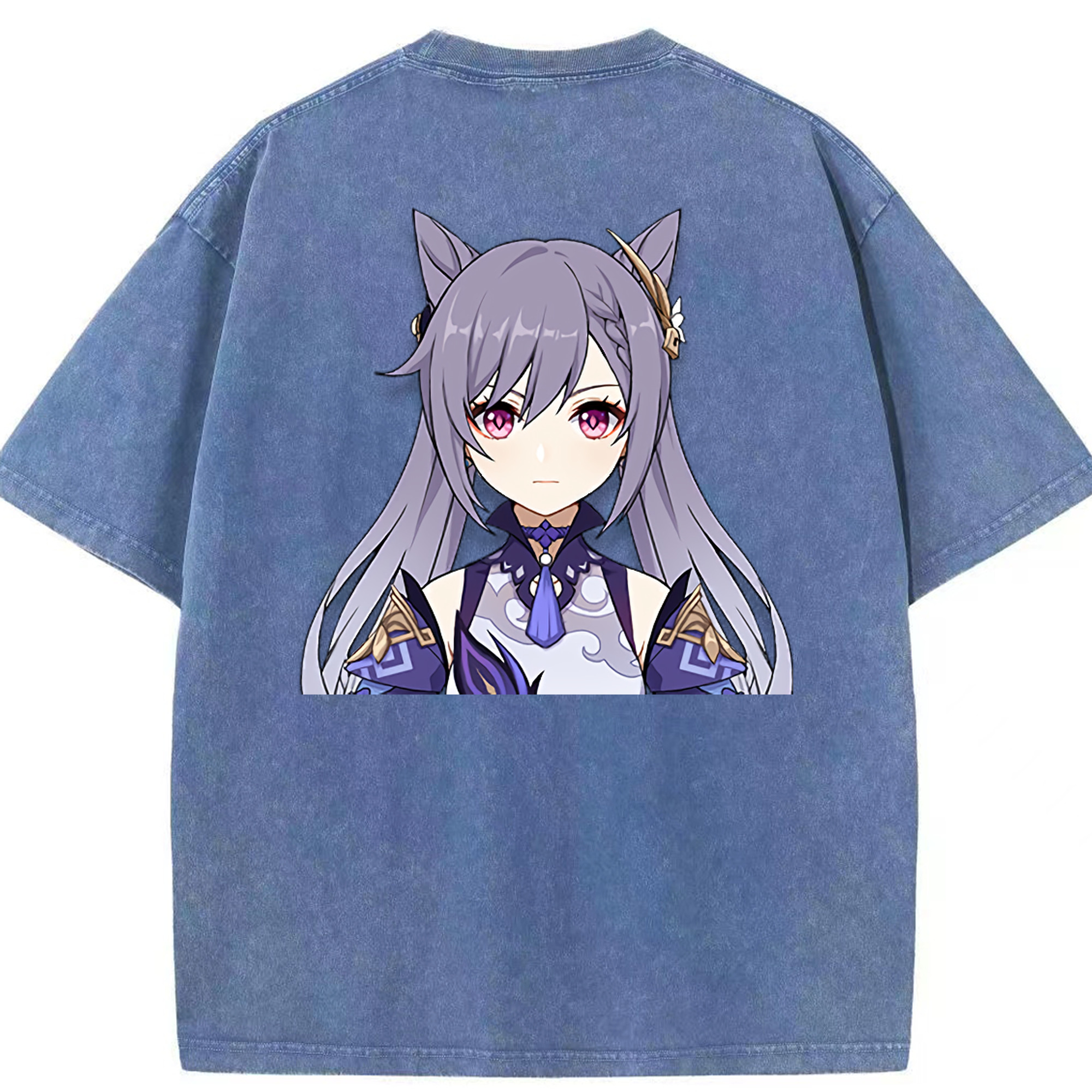 げんし神 刻晴 こくせい genshin Kokusei 綿100% ヴィンテージ風 半袖Tシャツ（背面プリント）