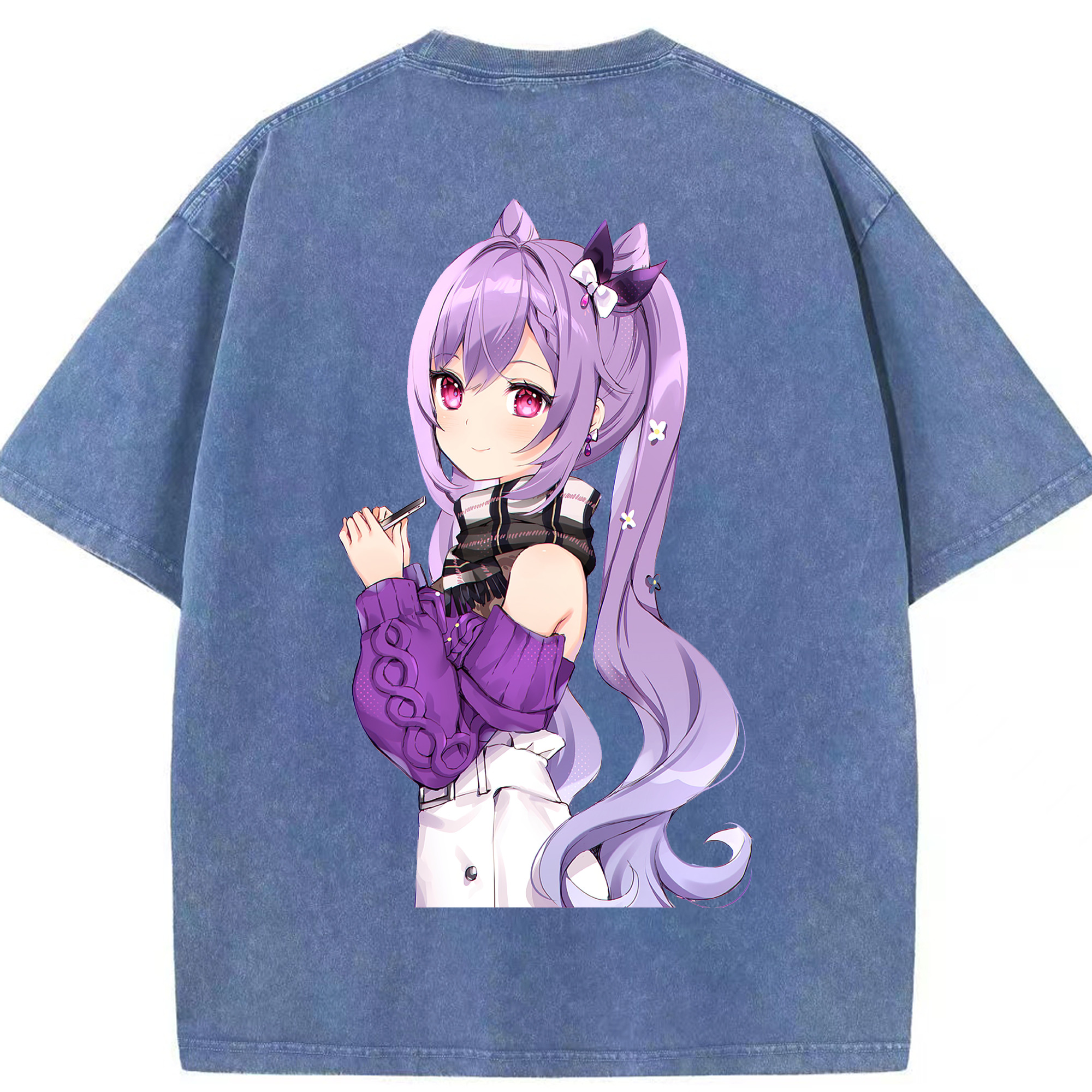 げんし神 刻晴 こくせい genshin Kokusei 綿100% ヴィンテージ風 半袖Tシャツ（背面プリント）