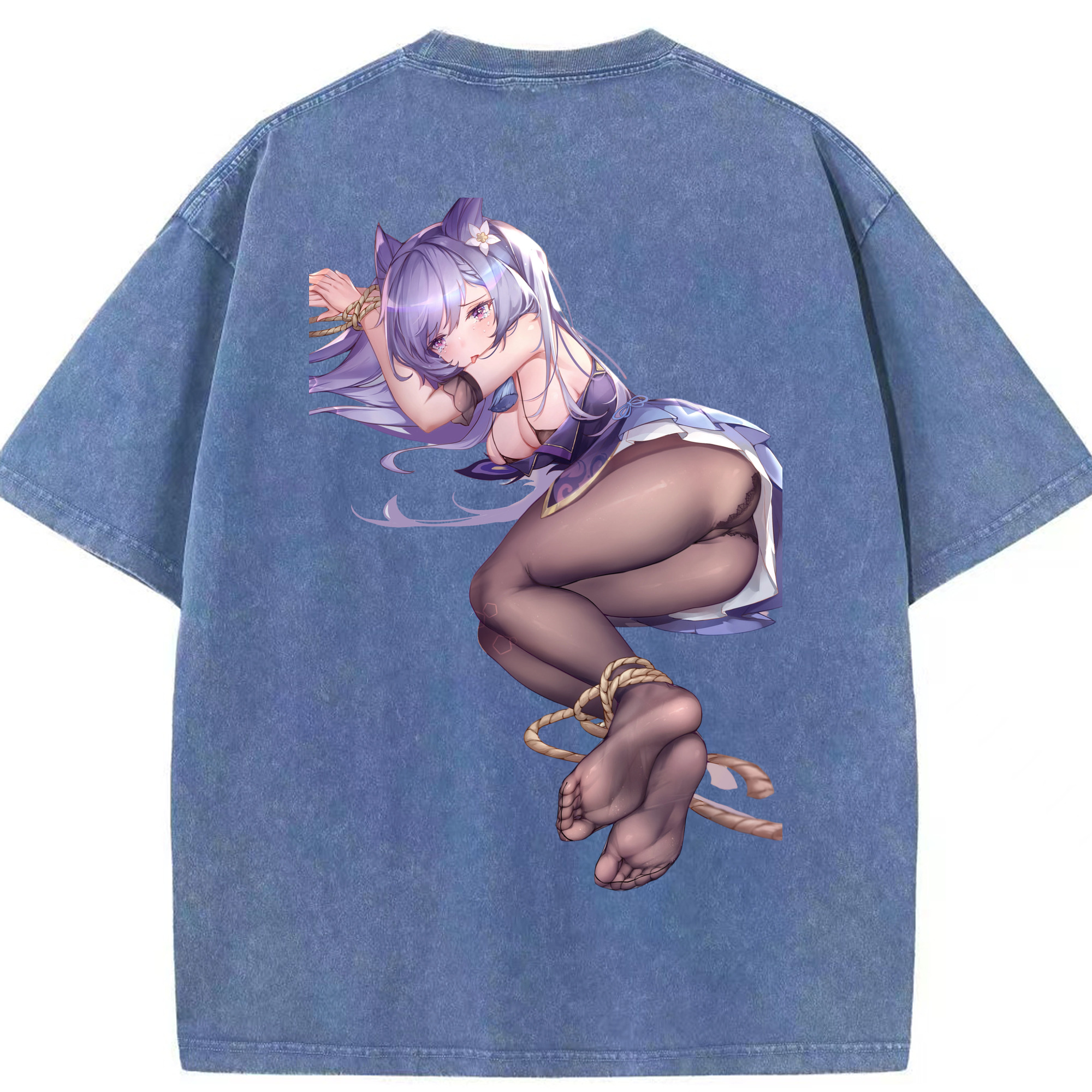 げんし神 刻晴 こくせい genshin Kokusei 綿100% ヴィンテージ風 半袖Tシャツ（背面プリント）