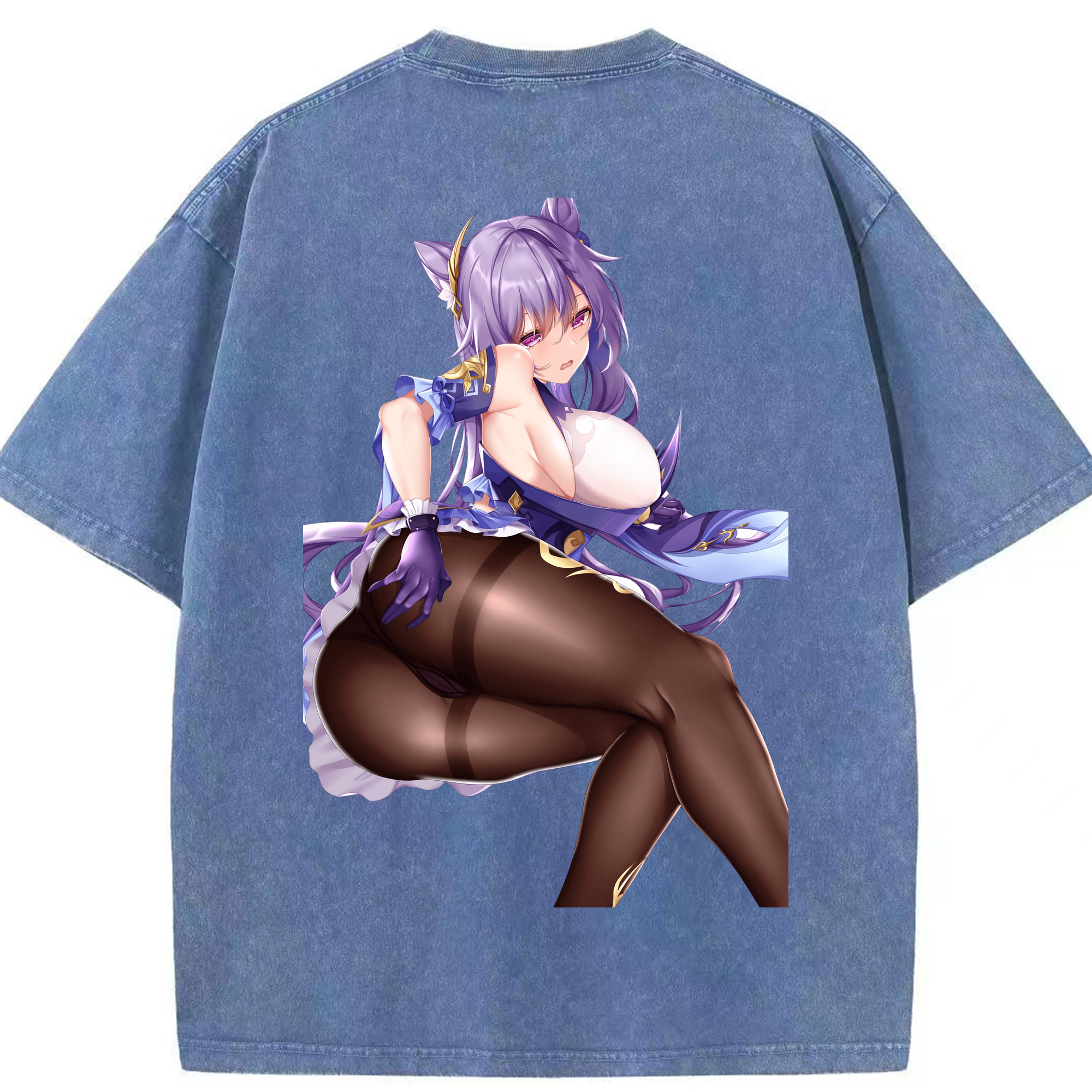 げんし神 刻晴 こくせい genshin Kokusei 綿100% ヴィンテージ風 半袖Tシャツ（背面プリント）