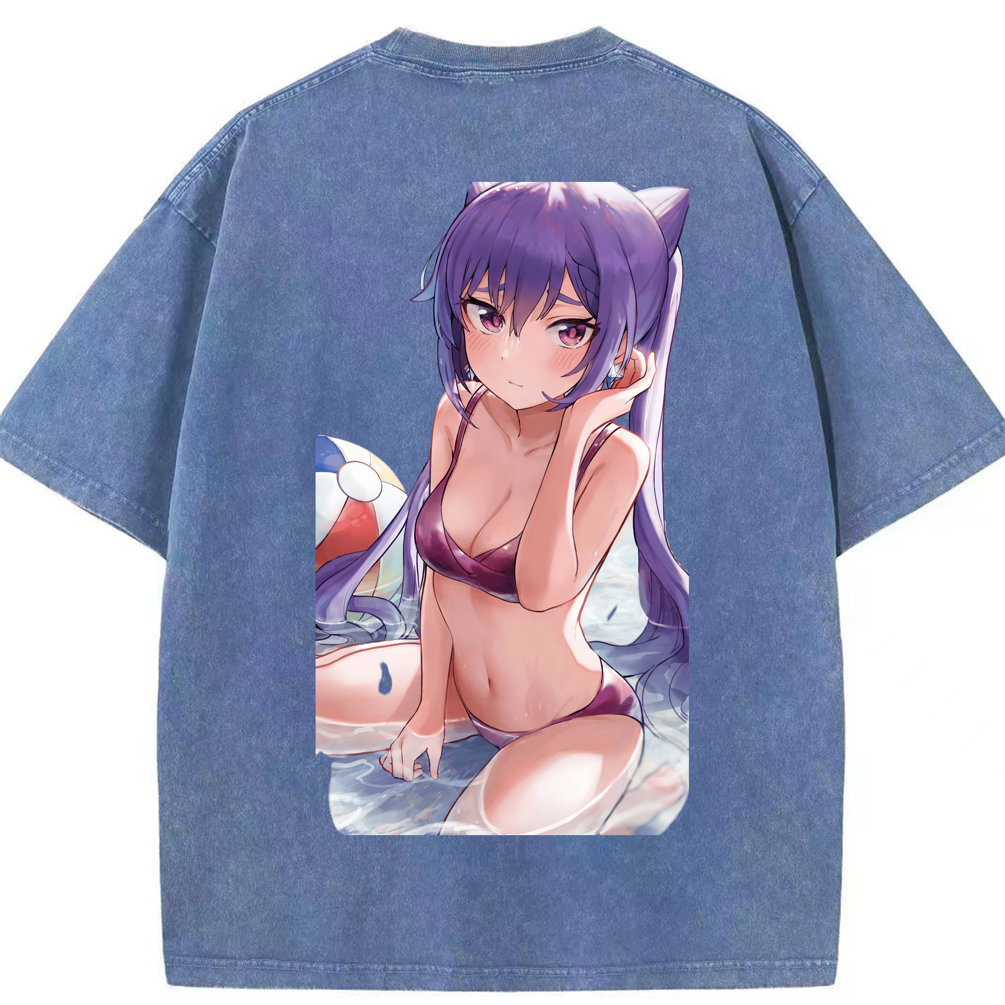 げんし神 刻晴 こくせい genshin Kokusei 綿100% ヴィンテージ風 半袖Tシャツ（背面プリント）
