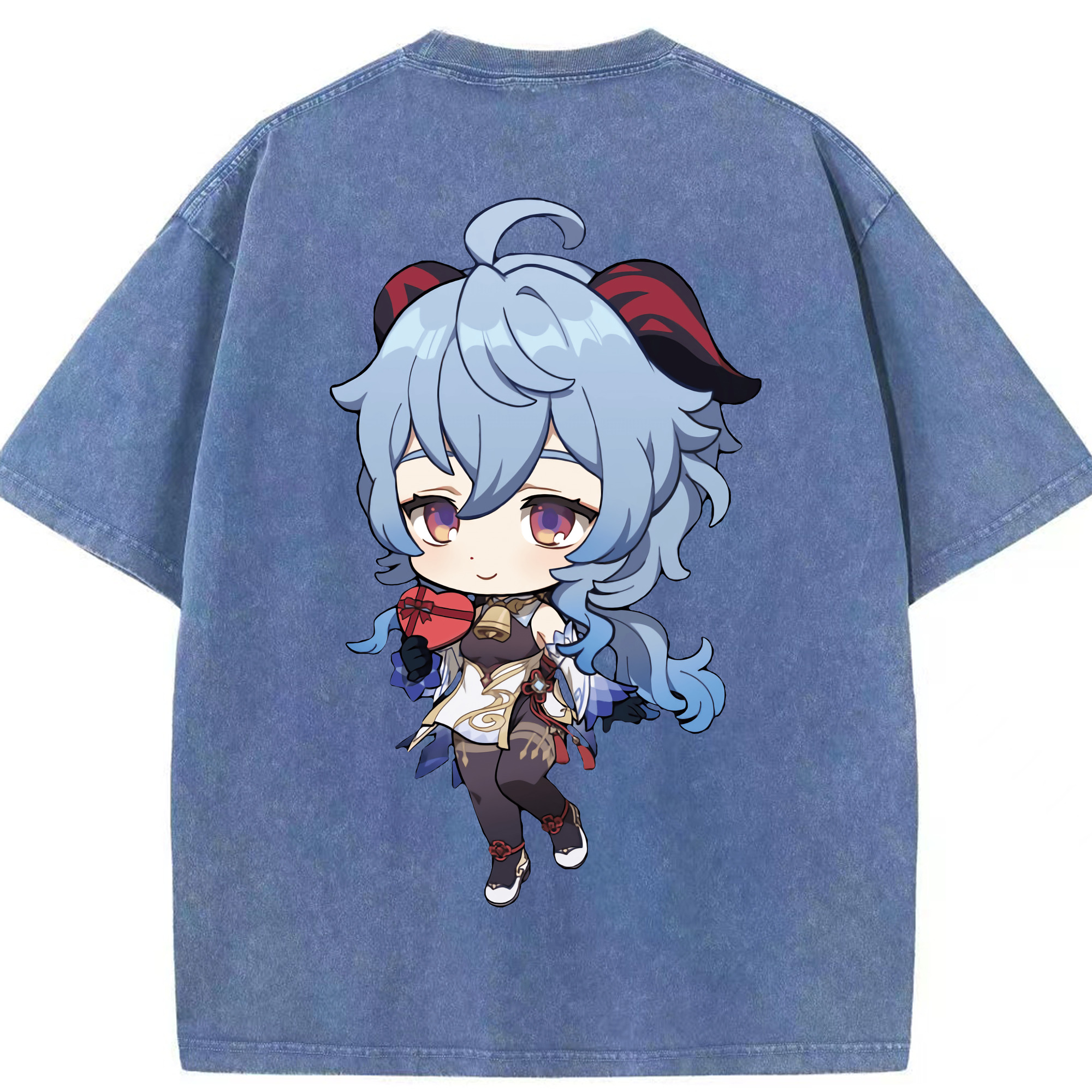 げんし神 甘雨 かんう genshin Ganyu 綿100% ヴィンテージ風 半袖Tシャツ（背面プリント）