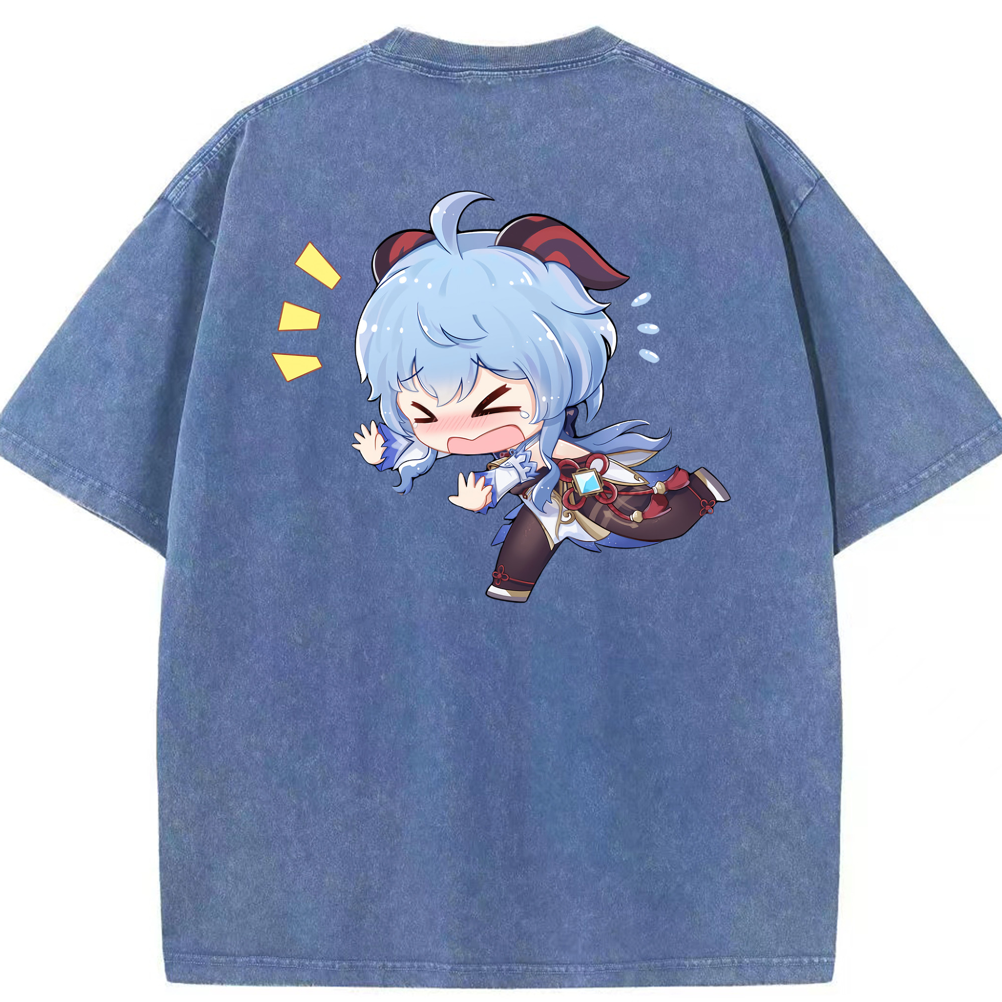 げんし神 甘雨 かんう genshin Ganyu 綿100% ヴィンテージ風 半袖Tシャツ（背面プリント）