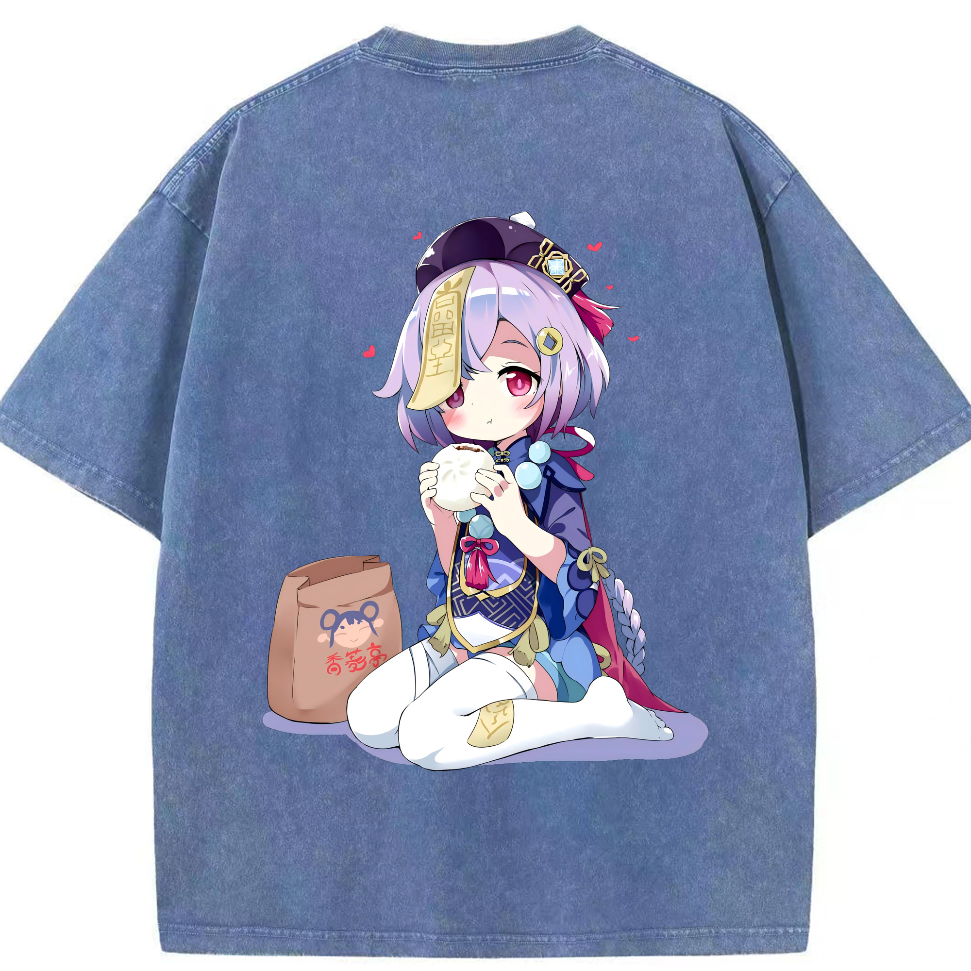 げんし神 七七 なな  genshin Nana 綿100% ヴィンテージ風 半袖Tシャツ（背面プリント）