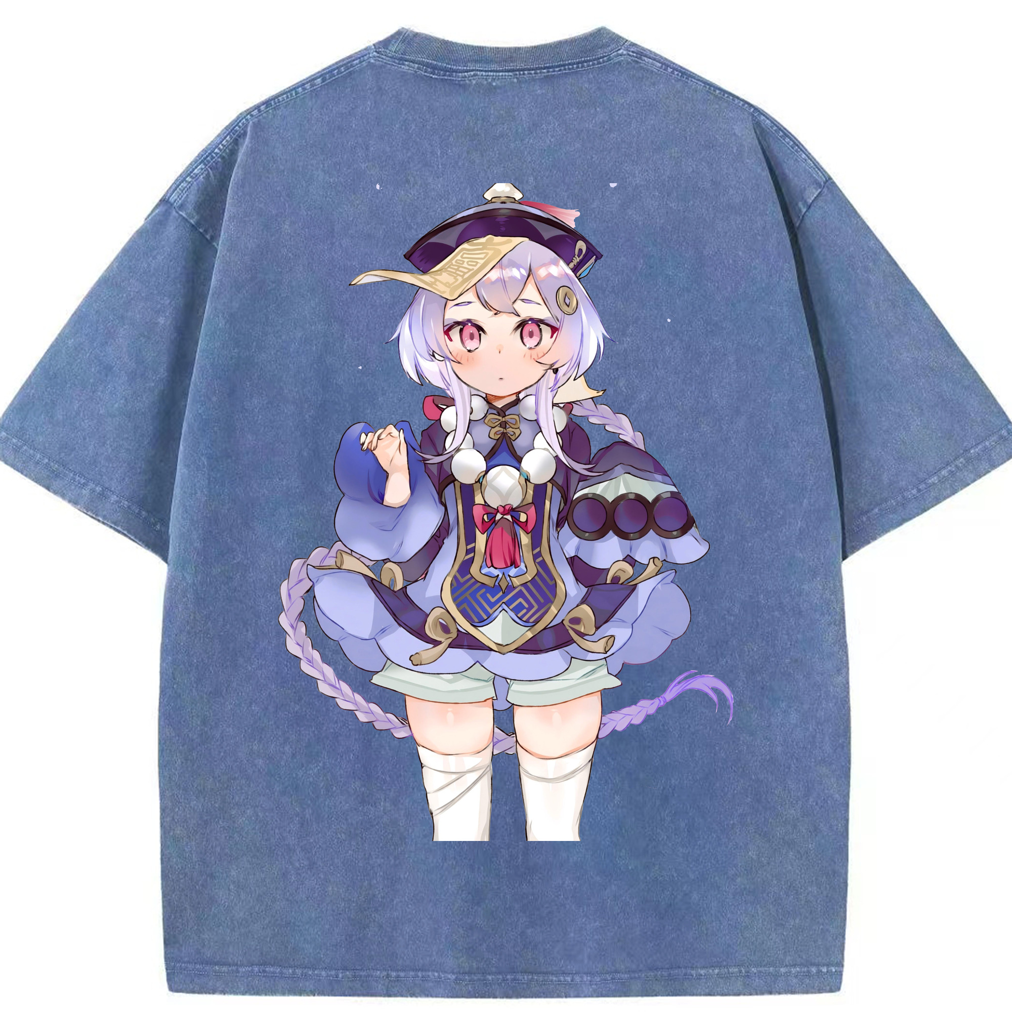 げんし神 七七 なな  genshin Nana 綿100% ヴィンテージ風 半袖Tシャツ（背面プリント）