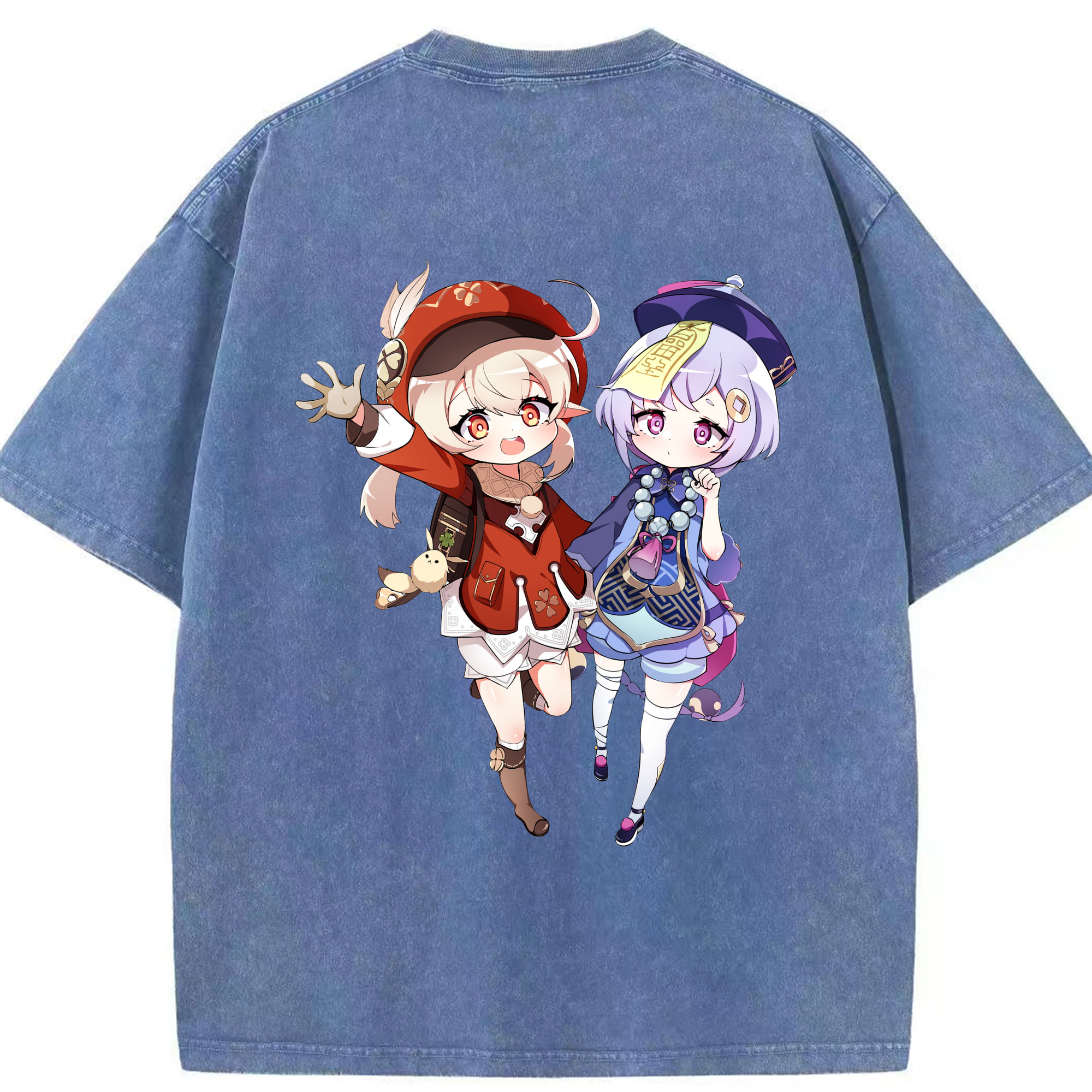 げんし神 七七 なな  genshin Nana 綿100% ヴィンテージ風 半袖Tシャツ（背面プリント）