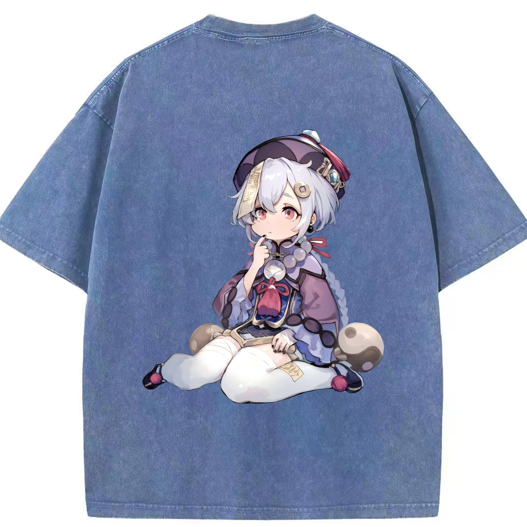げんし神 七七 なな  genshin Nana 綿100% ヴィンテージ風 半袖Tシャツ（背面プリント）