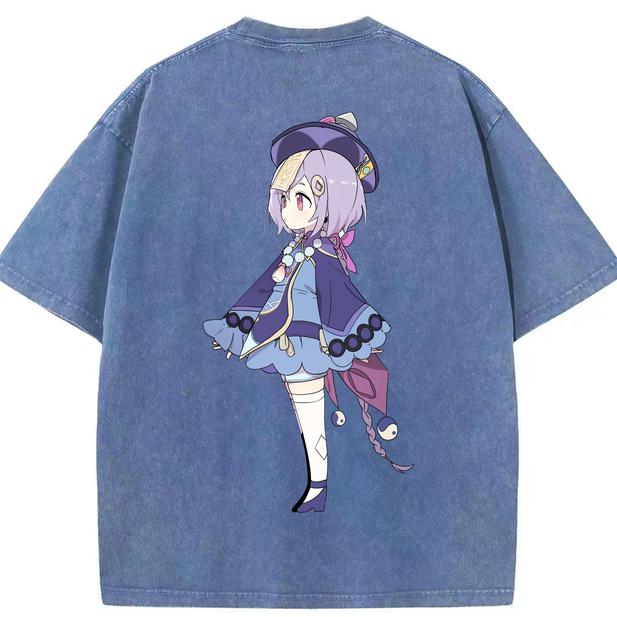 げんし神 七七 なな  genshin Nana 綿100% ヴィンテージ風 半袖Tシャツ（背面プリント）