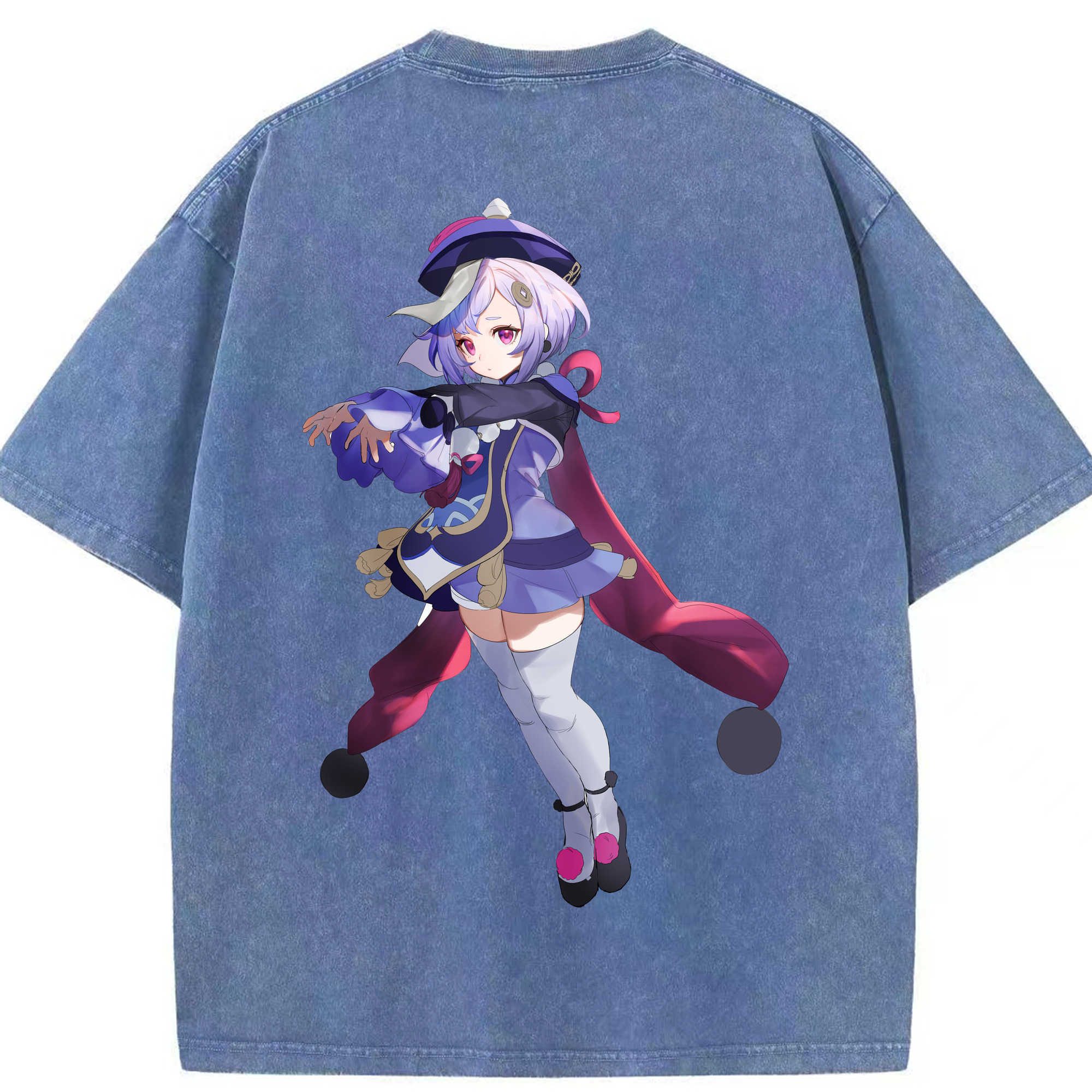 げんし神 七七 なな  genshin Nana 綿100% ヴィンテージ風 半袖Tシャツ（背面プリント）