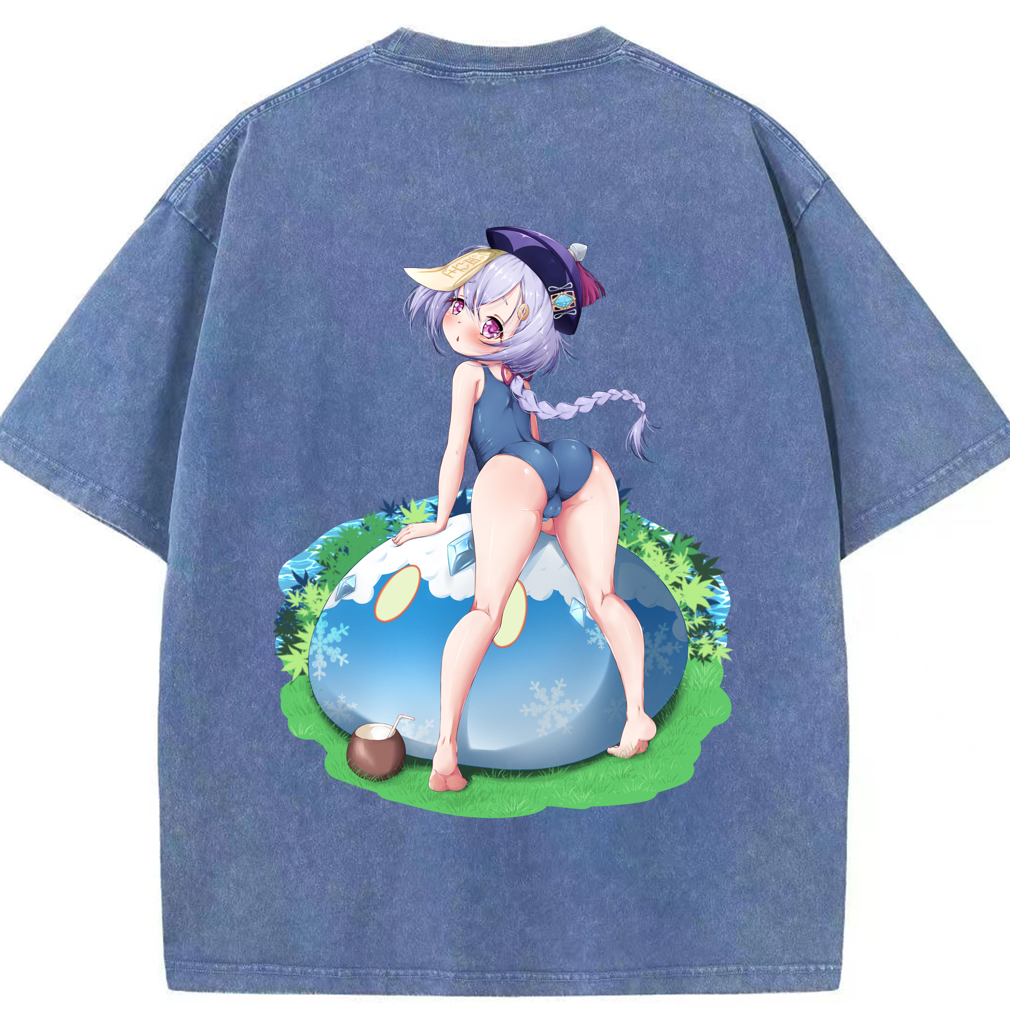 げんし神 七七 なな  genshin Nana 綿100% ヴィンテージ風 半袖Tシャツ（背面プリント）