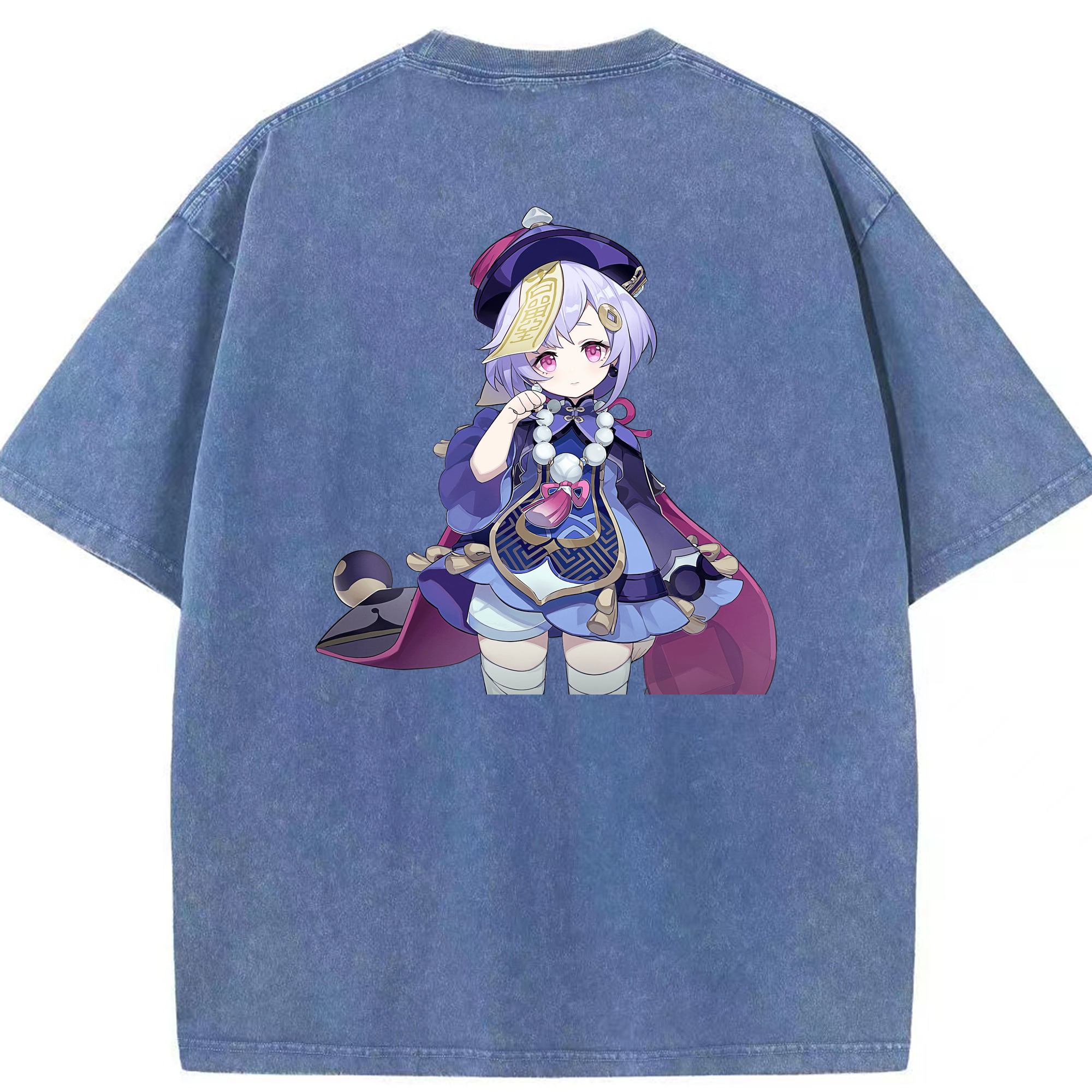 げんし神 七七 なな  genshin Nana 綿100% ヴィンテージ風 半袖Tシャツ（背面プリント）