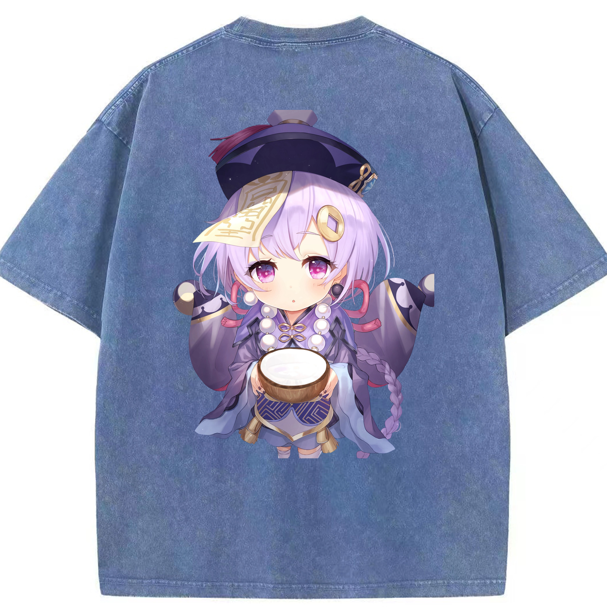 げんし神 七七 なな  genshin Nana 綿100% ヴィンテージ風 半袖Tシャツ（背面プリント）