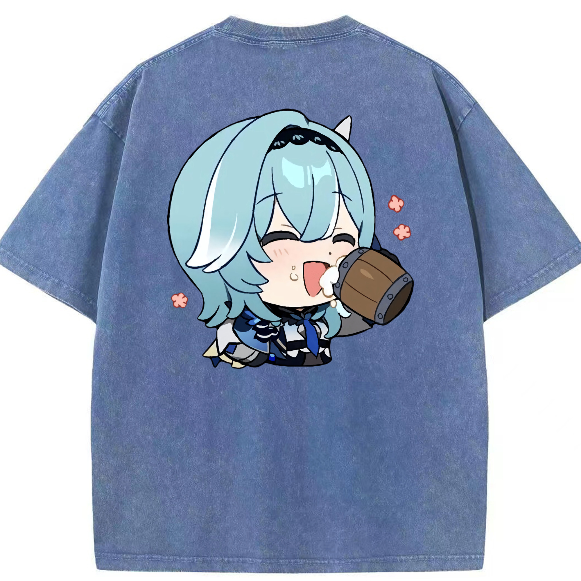 げんし神 优菈 ゆうら genshin Yūra 綿100% ヴィンテージ風 半袖Tシャツ（背面プリント）