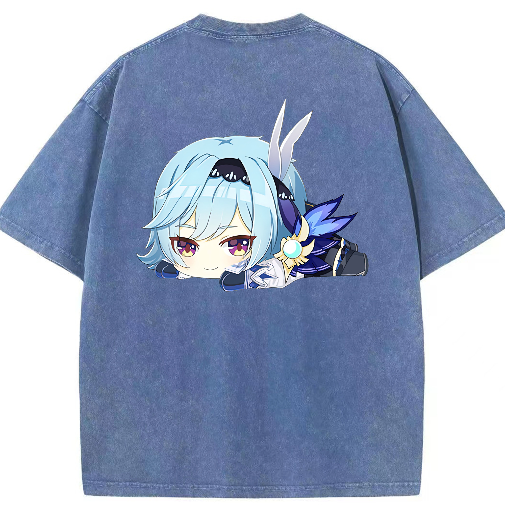 げんし神 优菈 ゆうら genshin Yūra 綿100% ヴィンテージ風 半袖Tシャツ（背面プリント）