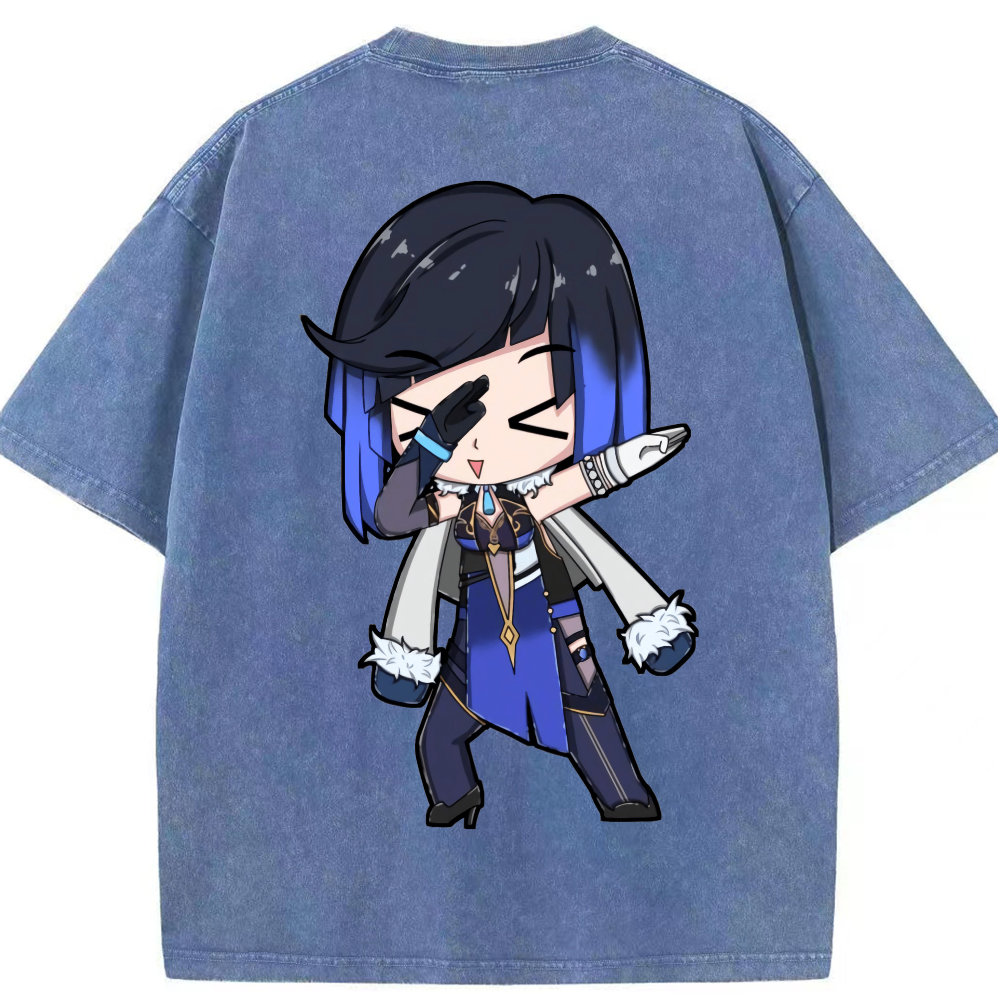 げんし神 夜兰 やらん genshin Yaran 綿100% ヴィンテージ風 半袖Tシャツ（背面プリント）