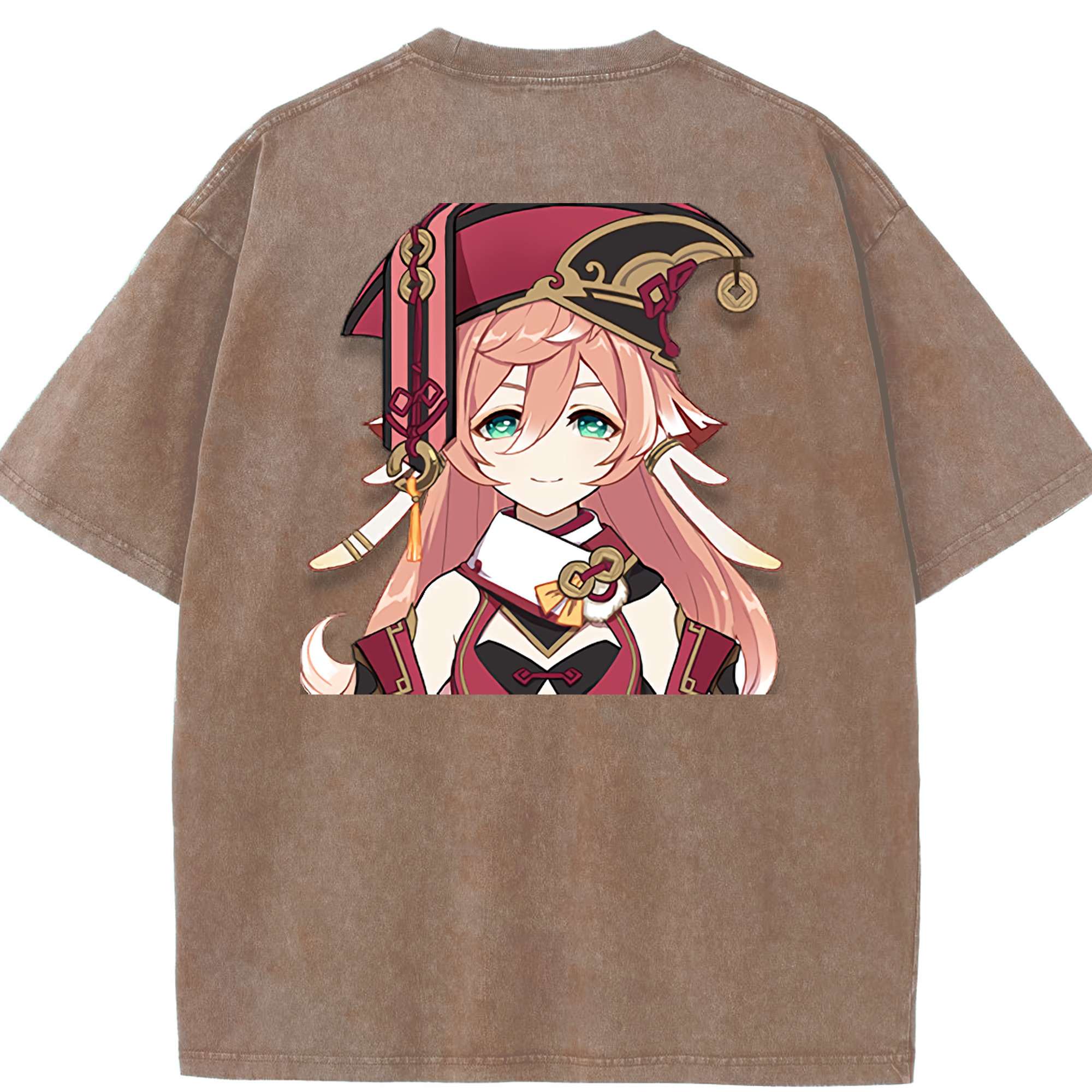 げんし神 ヤンフェイ genshin Yanfei 綿100% ヴィンテージ風 半袖Tシャツ（背面プリント）