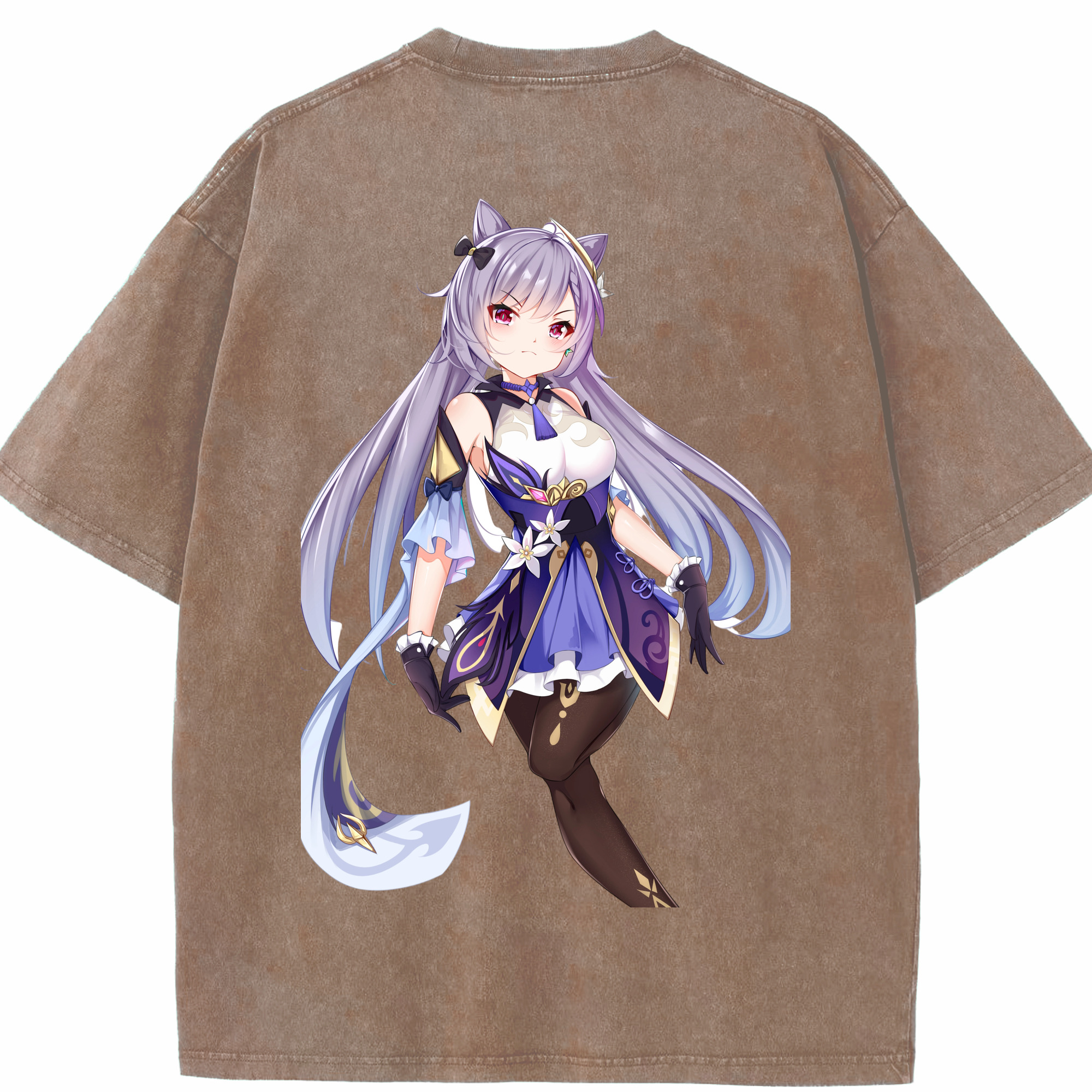 げんし神 刻晴 こくせい genshin Kokusei 綿100% ヴィンテージ風 半袖Tシャツ（背面プリント）