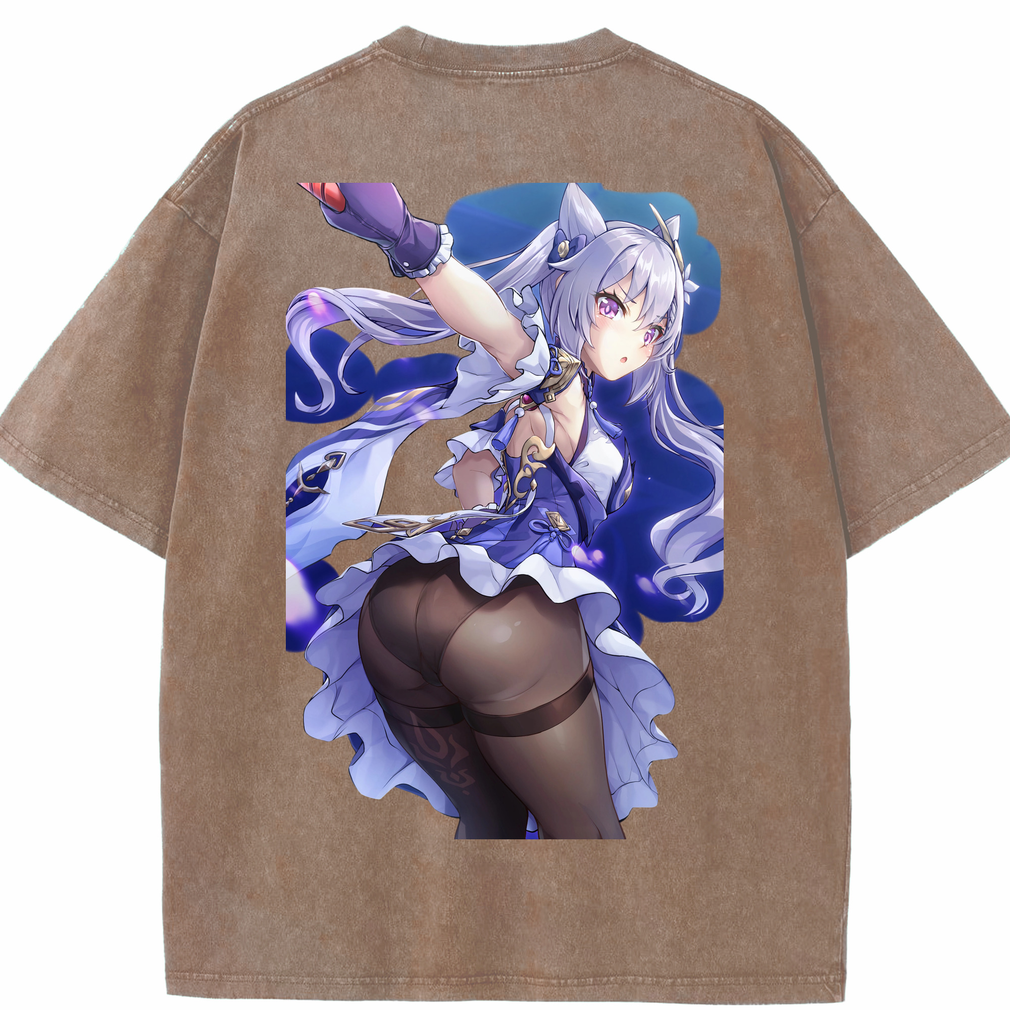 げんし神 刻晴 こくせい genshin Kokusei 綿100% ヴィンテージ風 半袖Tシャツ（背面プリント）