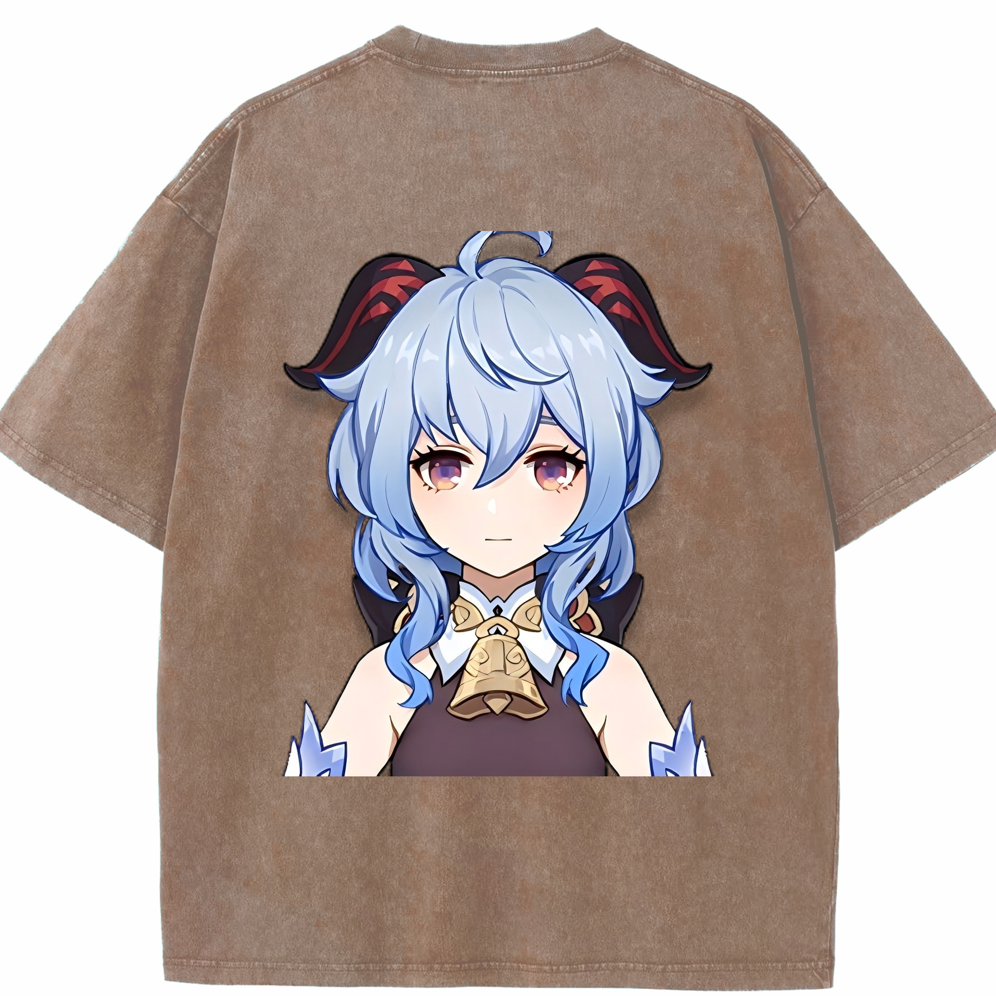 げんし神 甘雨 かんう genshin Ganyu 綿100% ヴィンテージ風 半袖Tシャツ（背面プリント）
