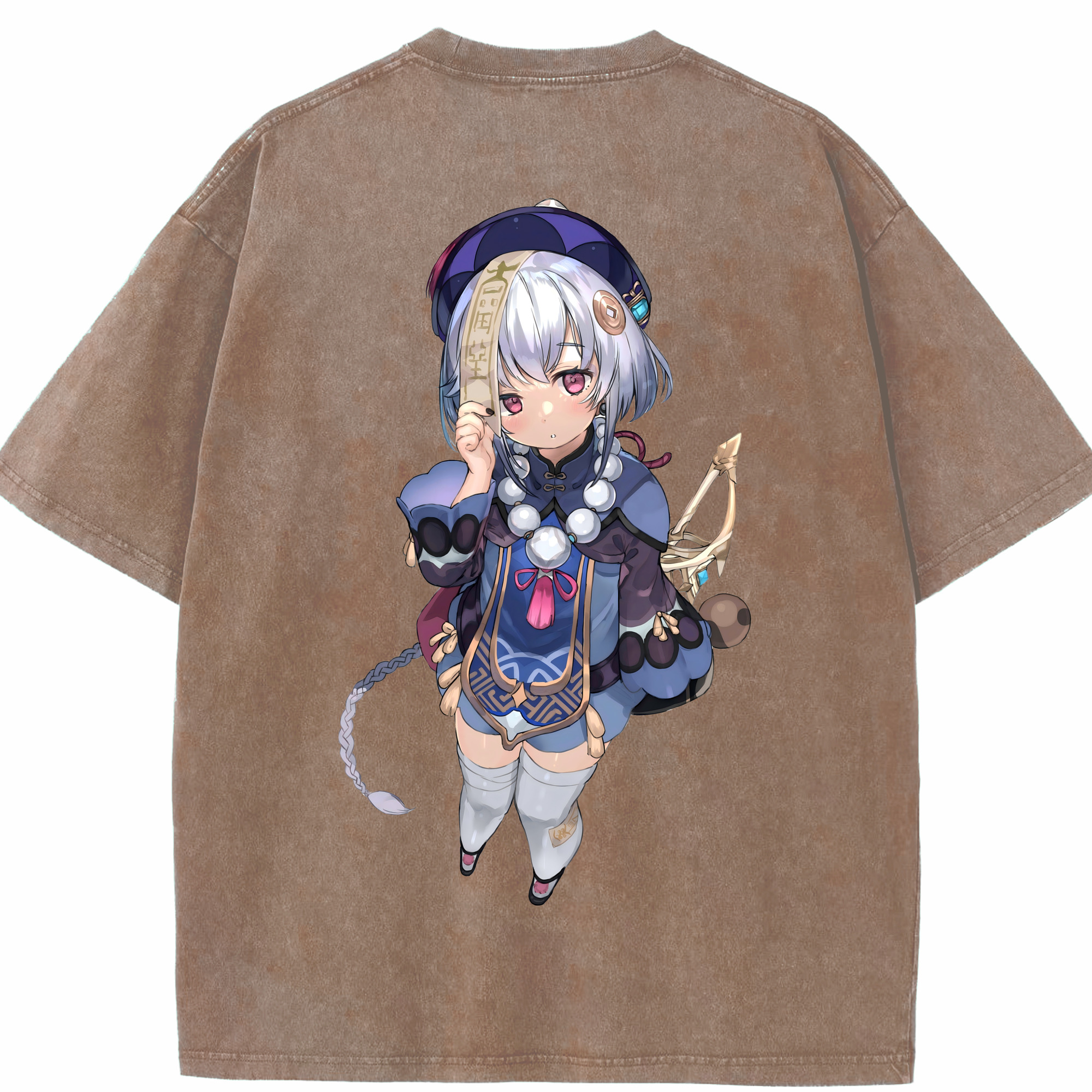 げんし神 七七 なな  genshin Nana 綿100% ヴィンテージ風 半袖Tシャツ（背面プリント）