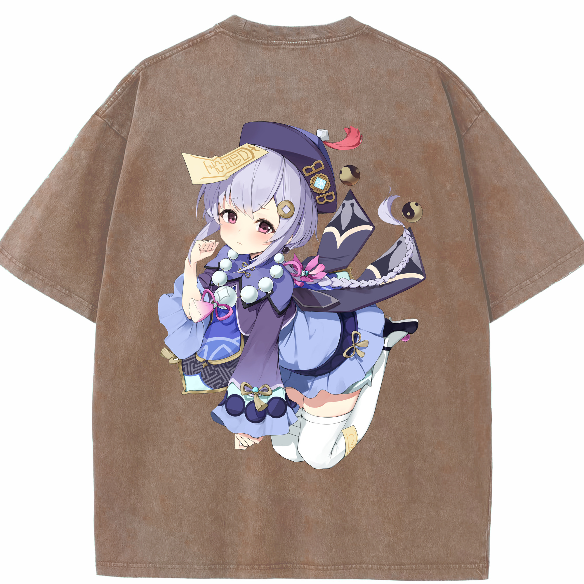げんし神 七七 なな  genshin Nana 綿100% ヴィンテージ風 半袖Tシャツ（背面プリント）