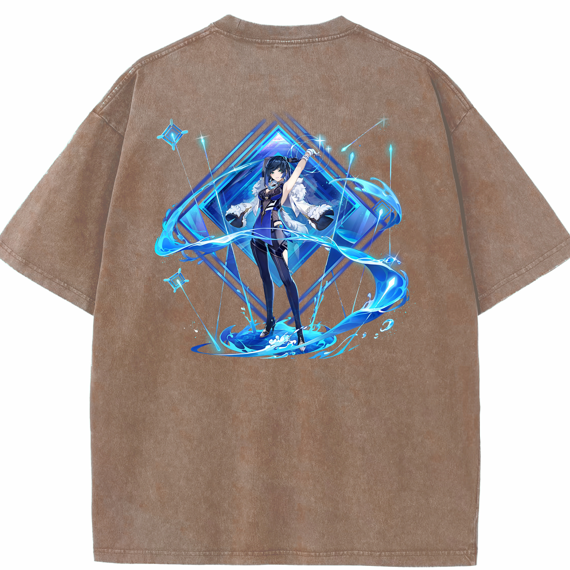 げんし神 夜兰 やらん genshin Yaran 綿100% ヴィンテージ風 半袖Tシャツ（背面プリント）