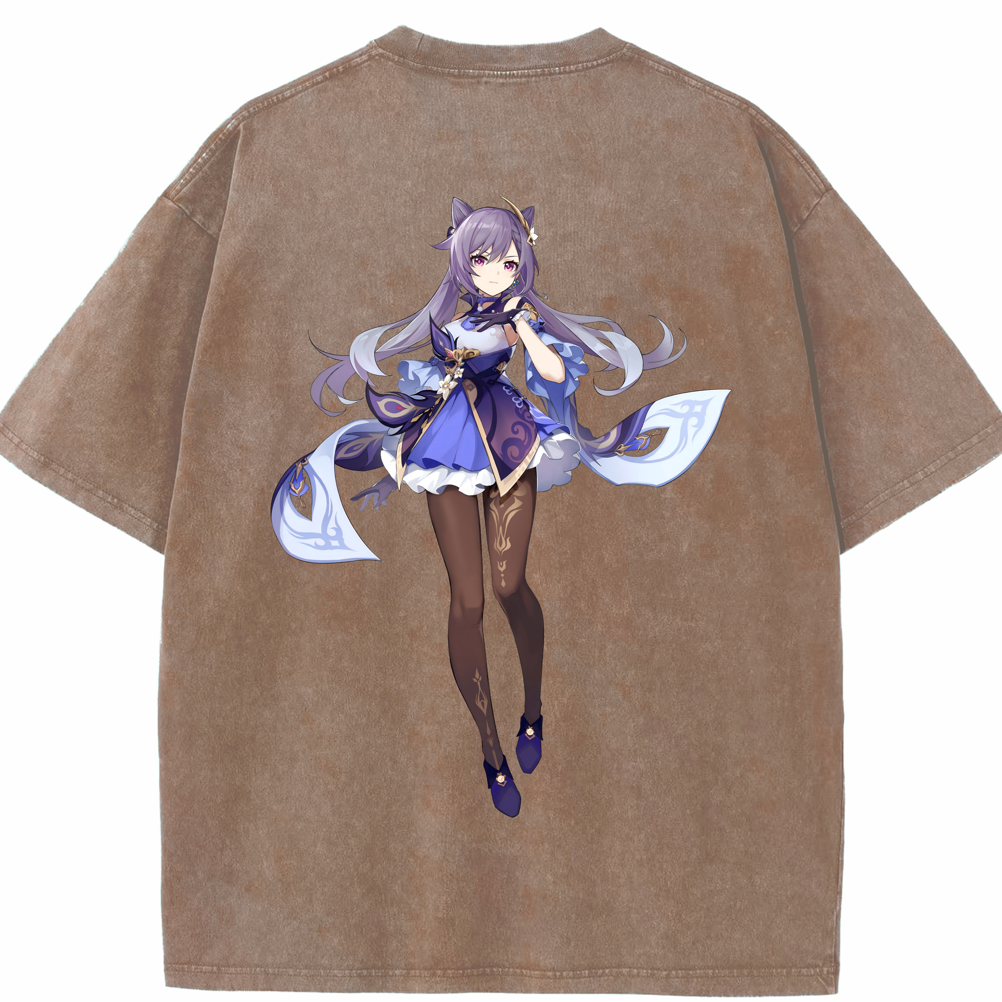 げんし神 刻晴 こくせい genshin Kokusei 綿100% ヴィンテージ風 半袖Tシャツ（背面プリント）