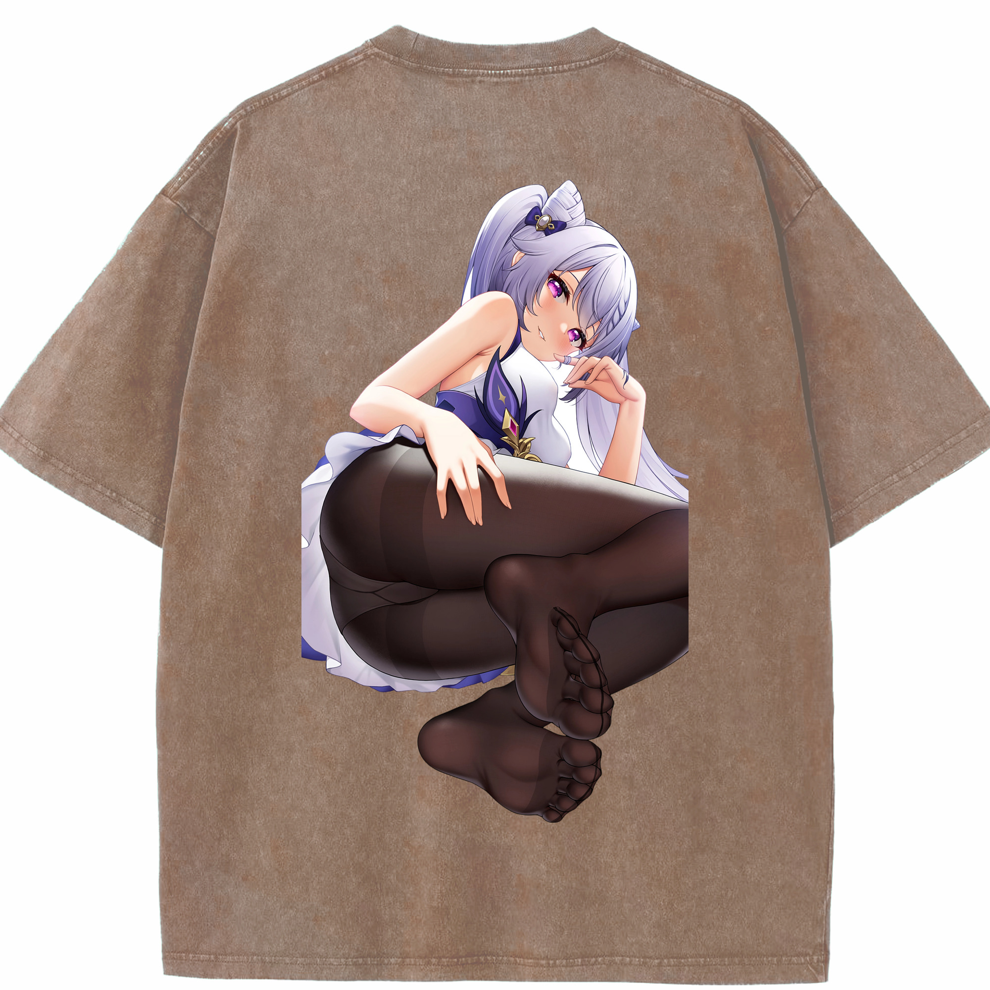 げんし神 刻晴 こくせい genshin Kokusei 綿100% ヴィンテージ風 半袖Tシャツ（背面プリント）