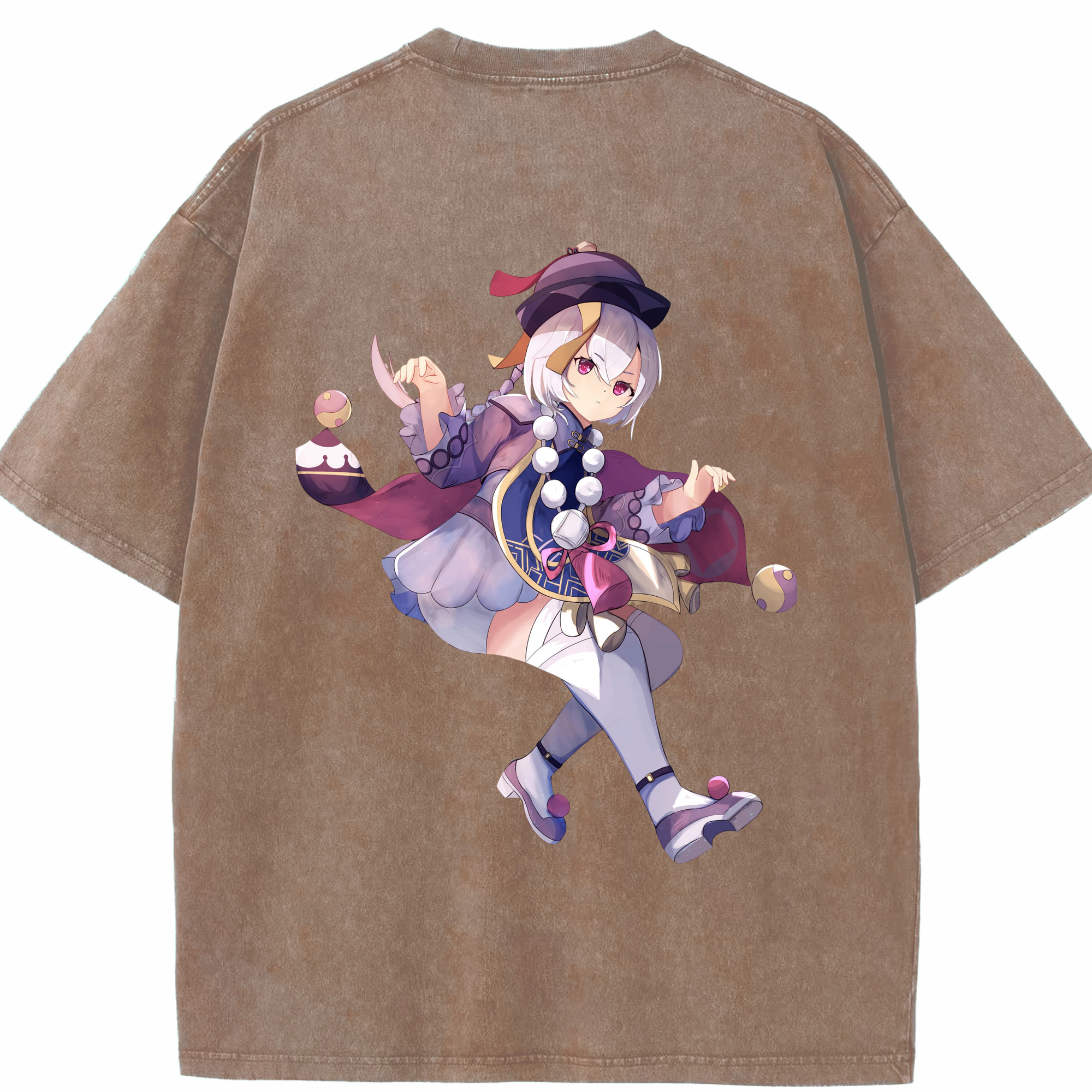 げんし神 七七 なな  genshin Nana 綿100% ヴィンテージ風 半袖Tシャツ（背面プリント）