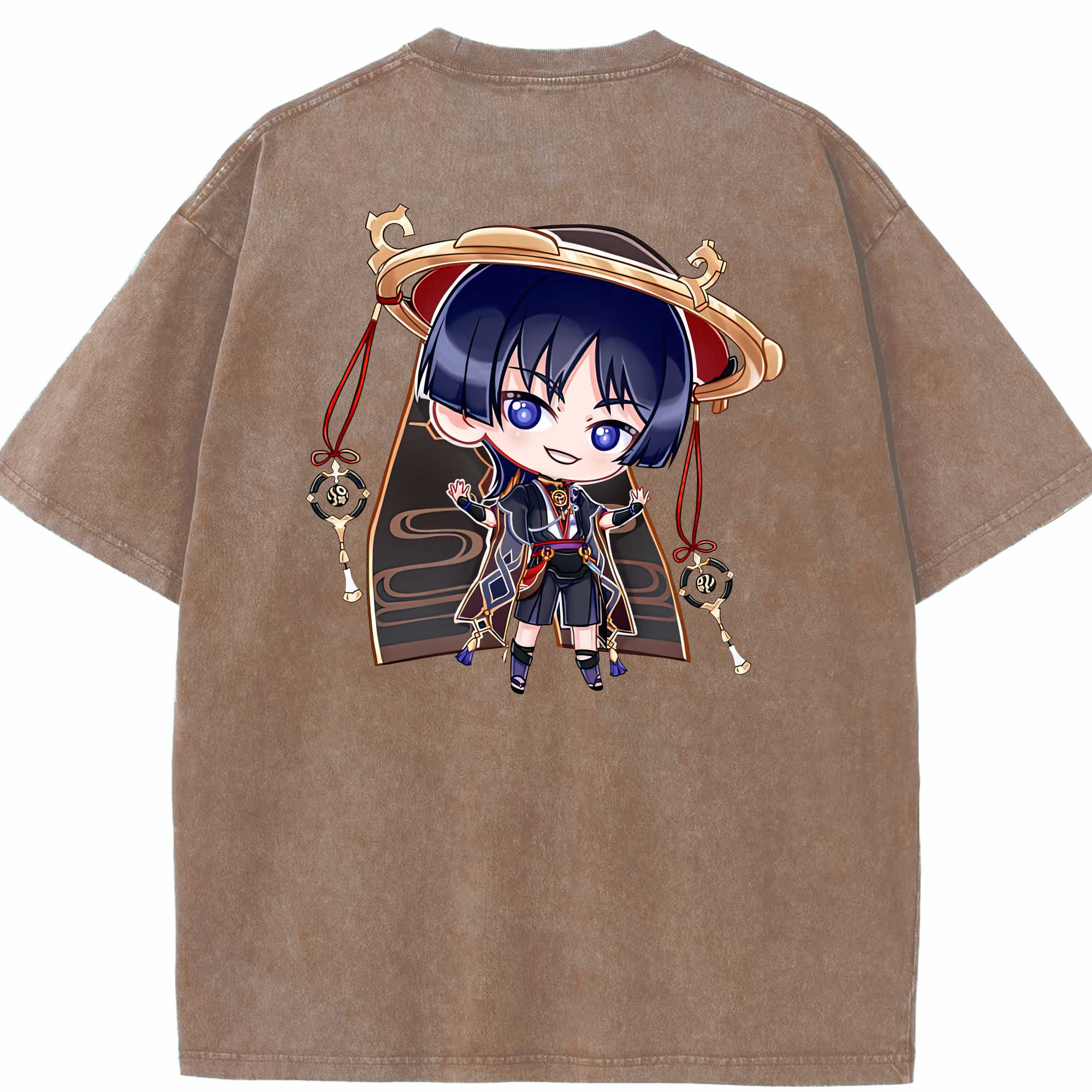 げんし神 さんペい genshin Sanpei 綿100% ヴィンテージ風 半袖Tシャツ（背面プリント）