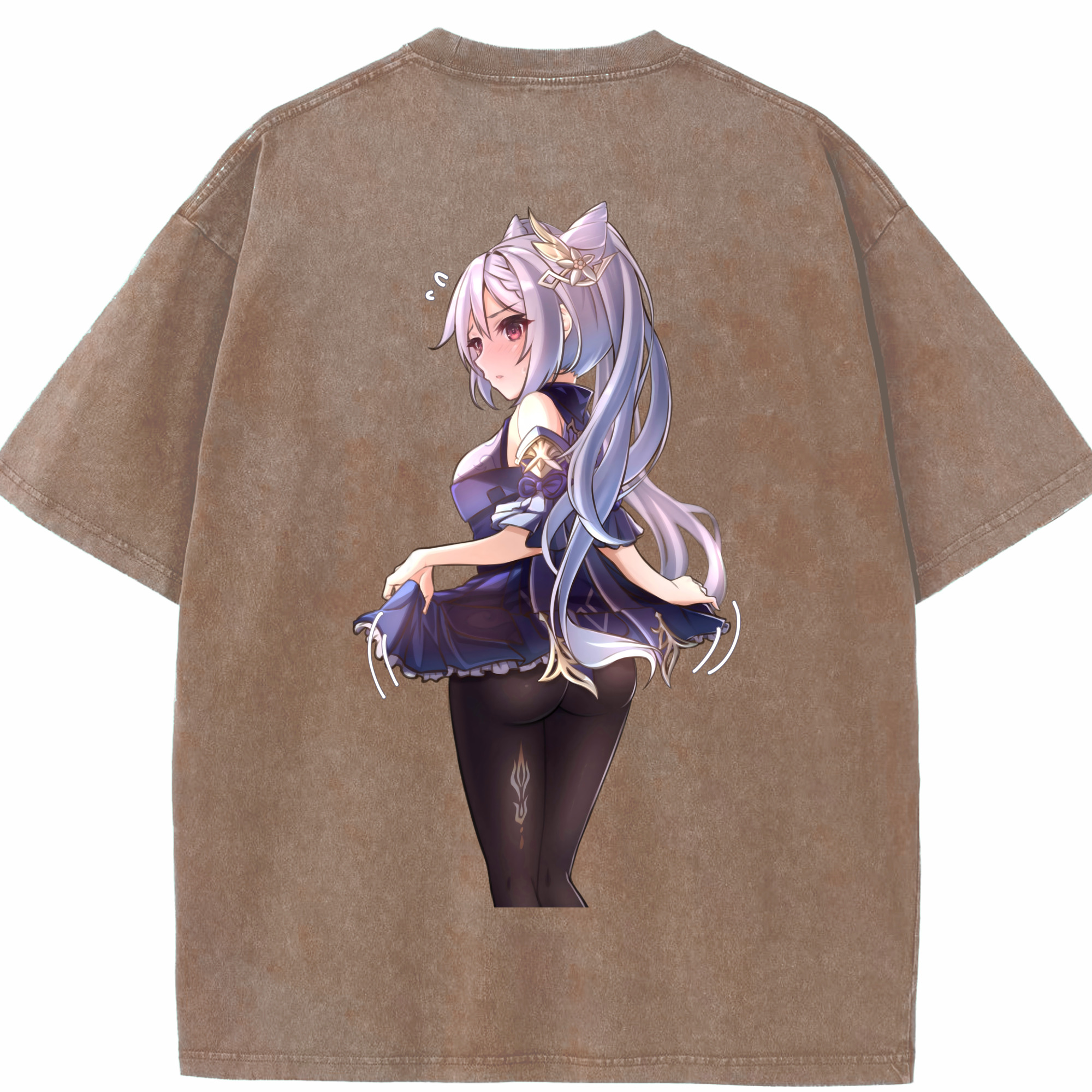 げんし神 刻晴 こくせい genshin Kokusei 綿100% ヴィンテージ風 半袖Tシャツ（背面プリント）