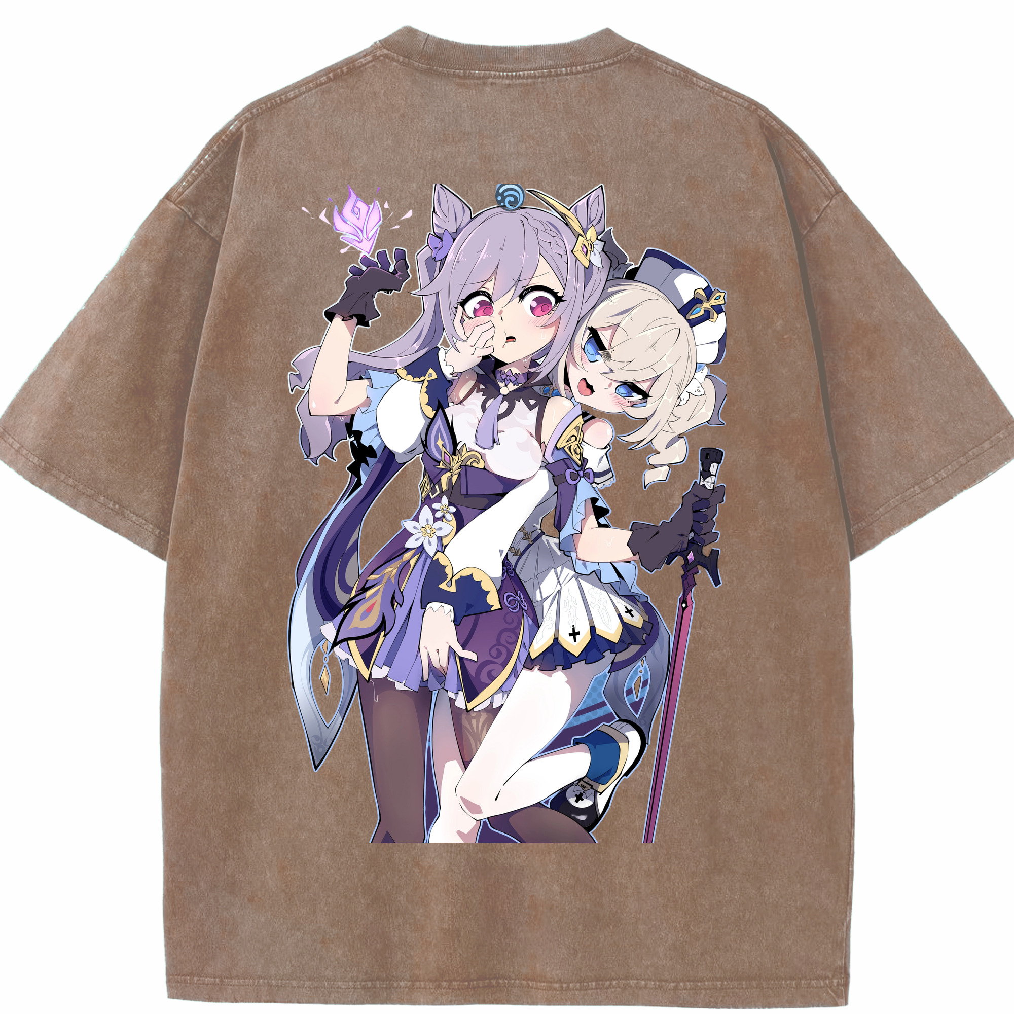 げんし神 刻晴 こくせい genshin Kokusei 綿100% ヴィンテージ風 半袖Tシャツ（背面プリント）