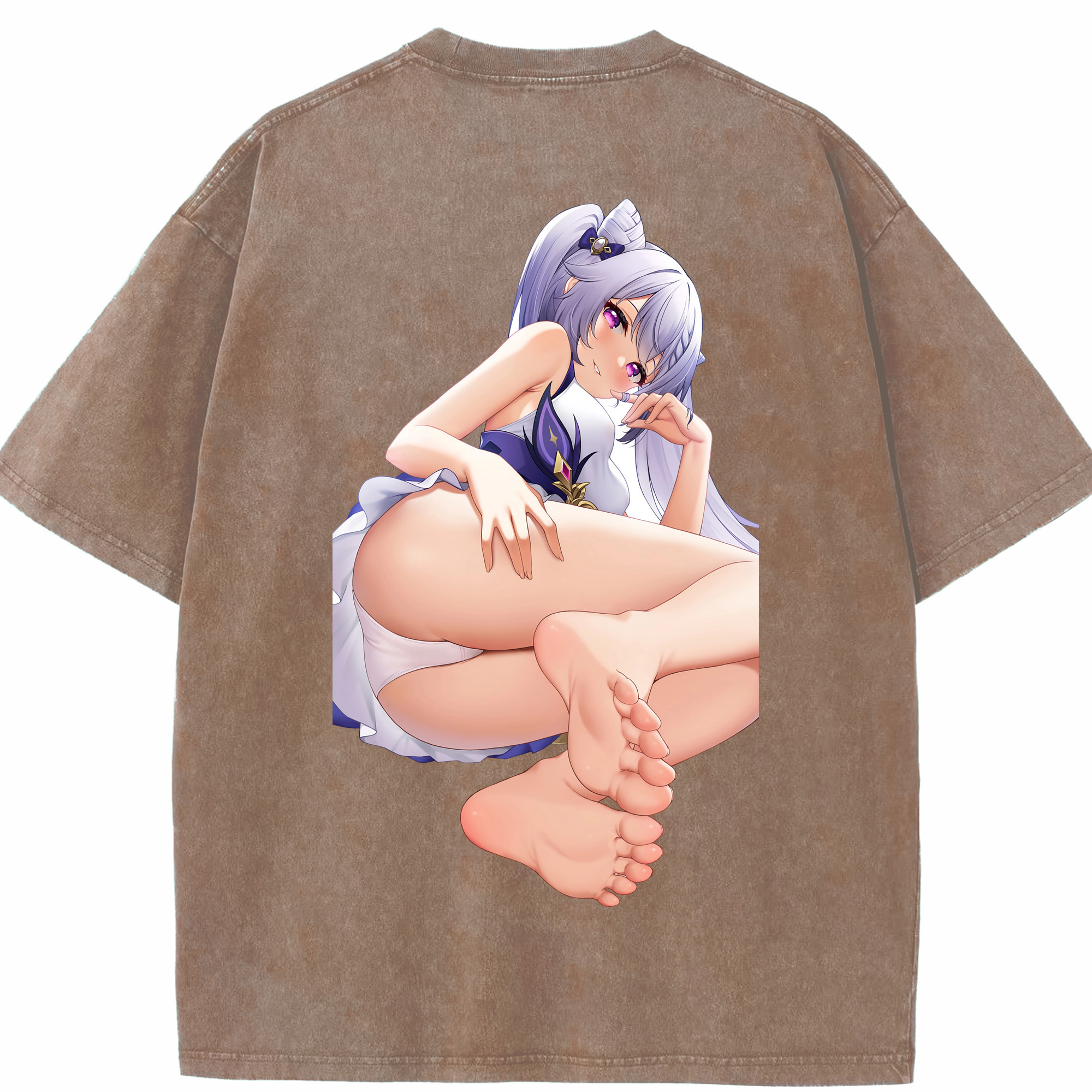 げんし神 刻晴 こくせい genshin Kokusei 綿100% ヴィンテージ風 半袖Tシャツ（背面プリント）