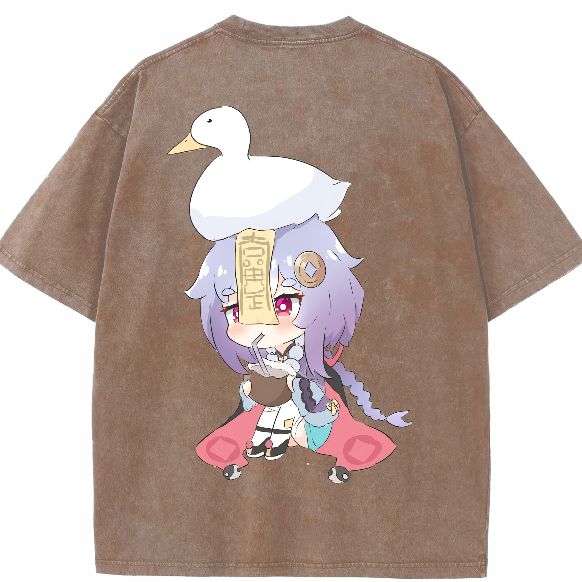 げんし神 七七 なな  genshin Nana 綿100% ヴィンテージ風 半袖Tシャツ（背面プリント）