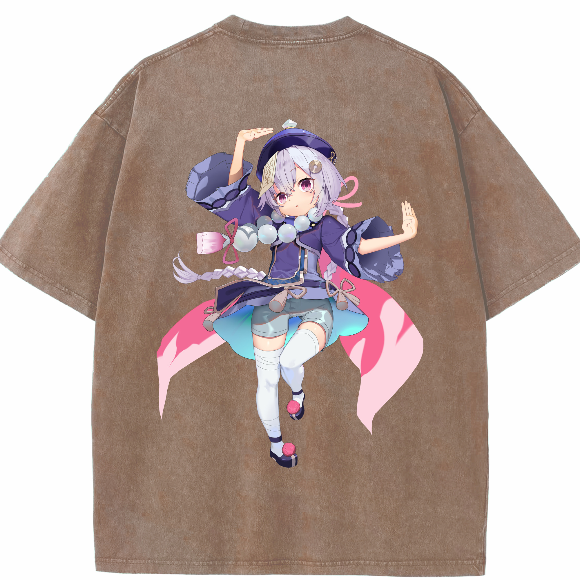 げんし神 七七 なな  genshin Nana 綿100% ヴィンテージ風 半袖Tシャツ（背面プリント）