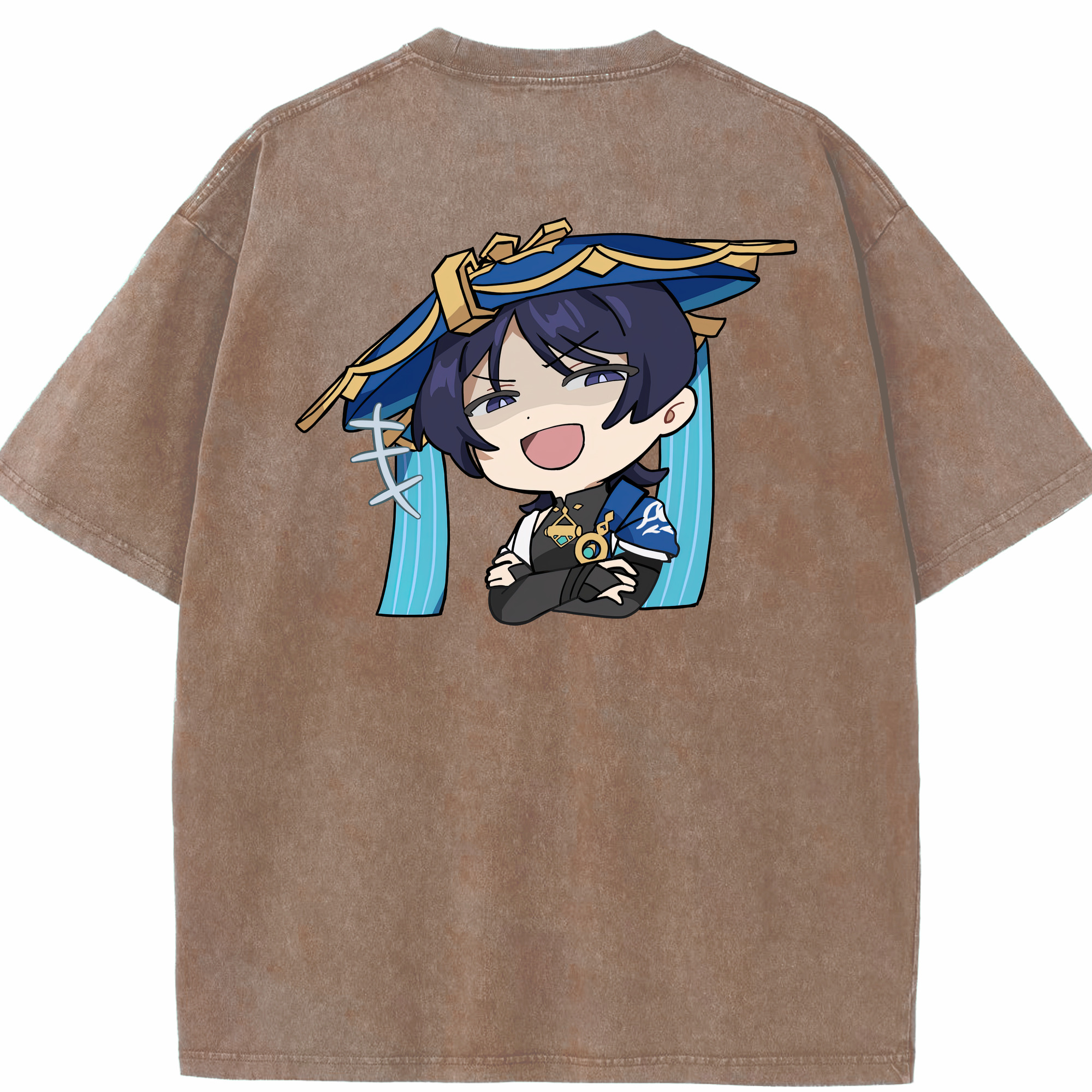 げんし神 さんペい genshin Sanpei 綿100% ヴィンテージ風 半袖Tシャツ（背面プリント）