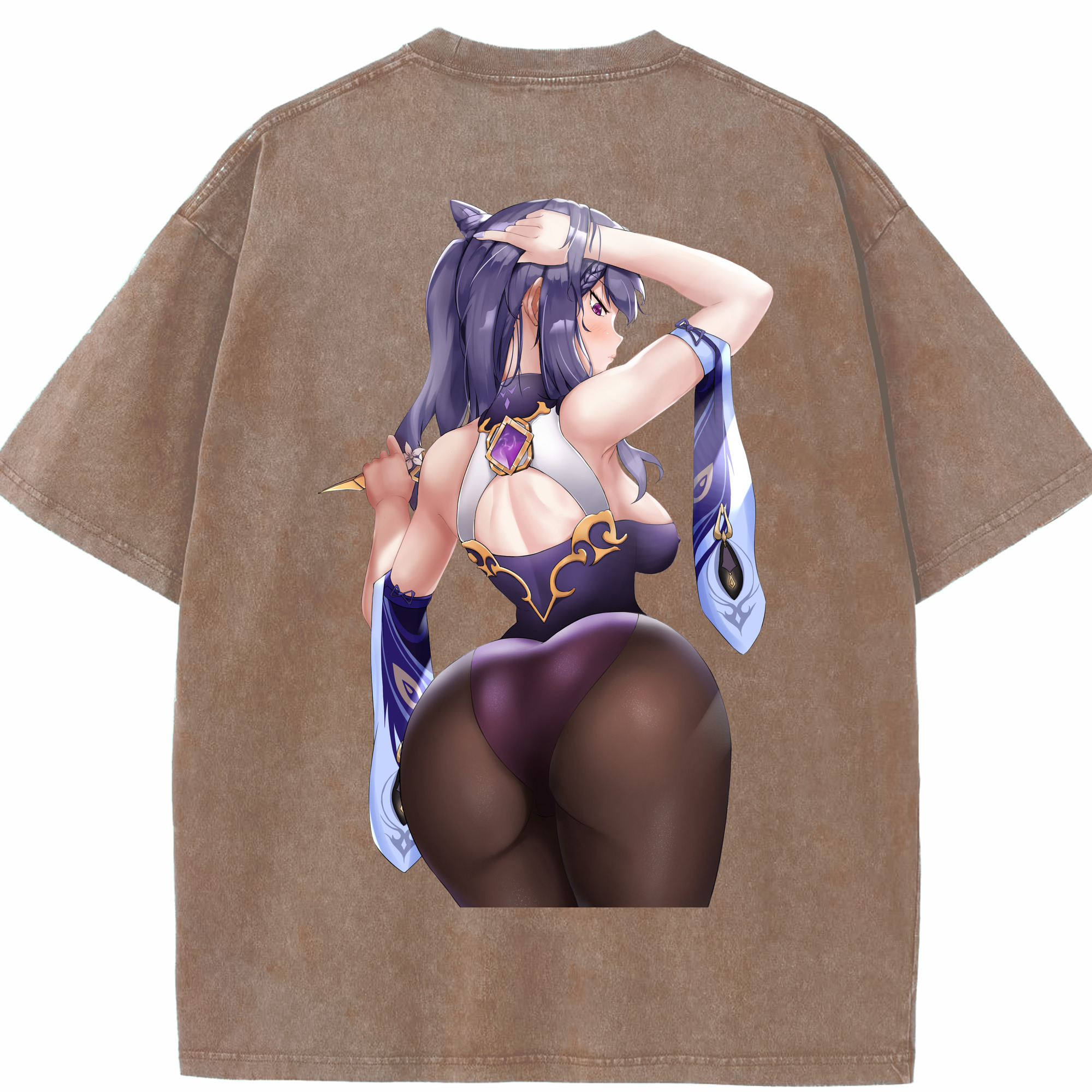 げんし神 刻晴 こくせい genshin Kokusei 綿100% ヴィンテージ風 半袖Tシャツ（背面プリント）