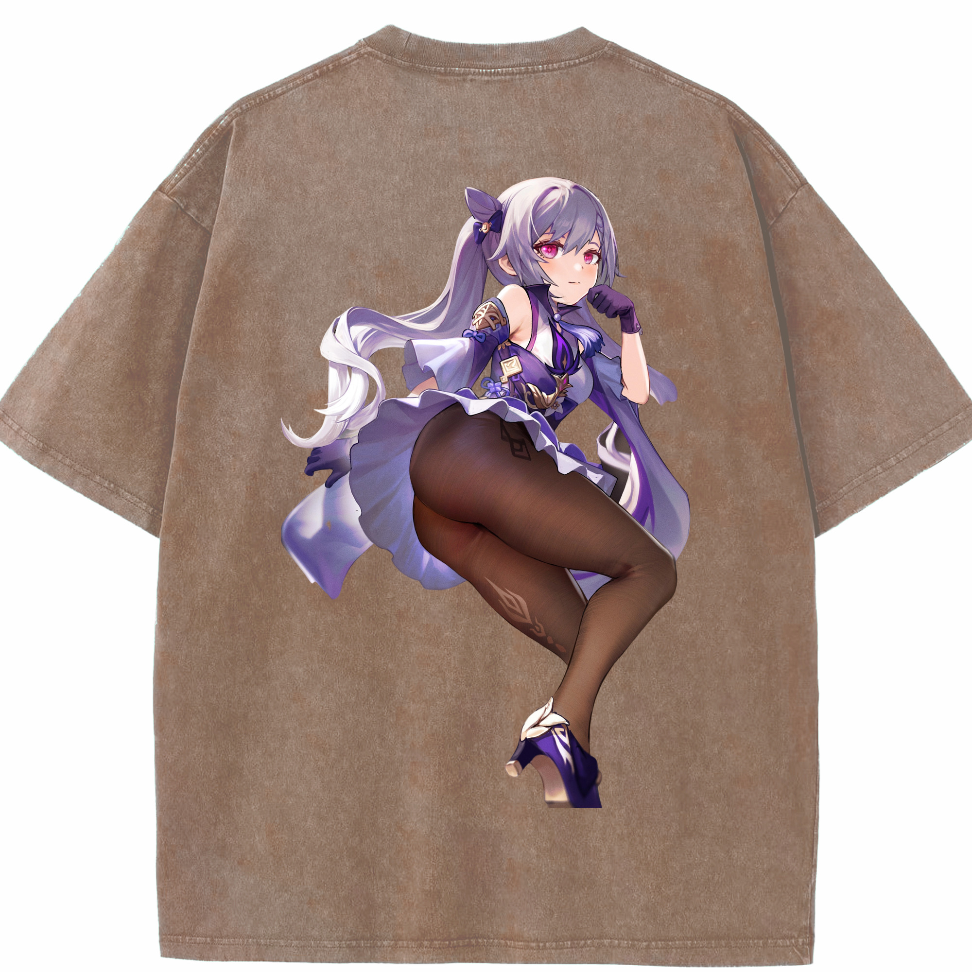 げんし神 刻晴 こくせい genshin Kokusei 綿100% ヴィンテージ風 半袖Tシャツ（背面プリント）