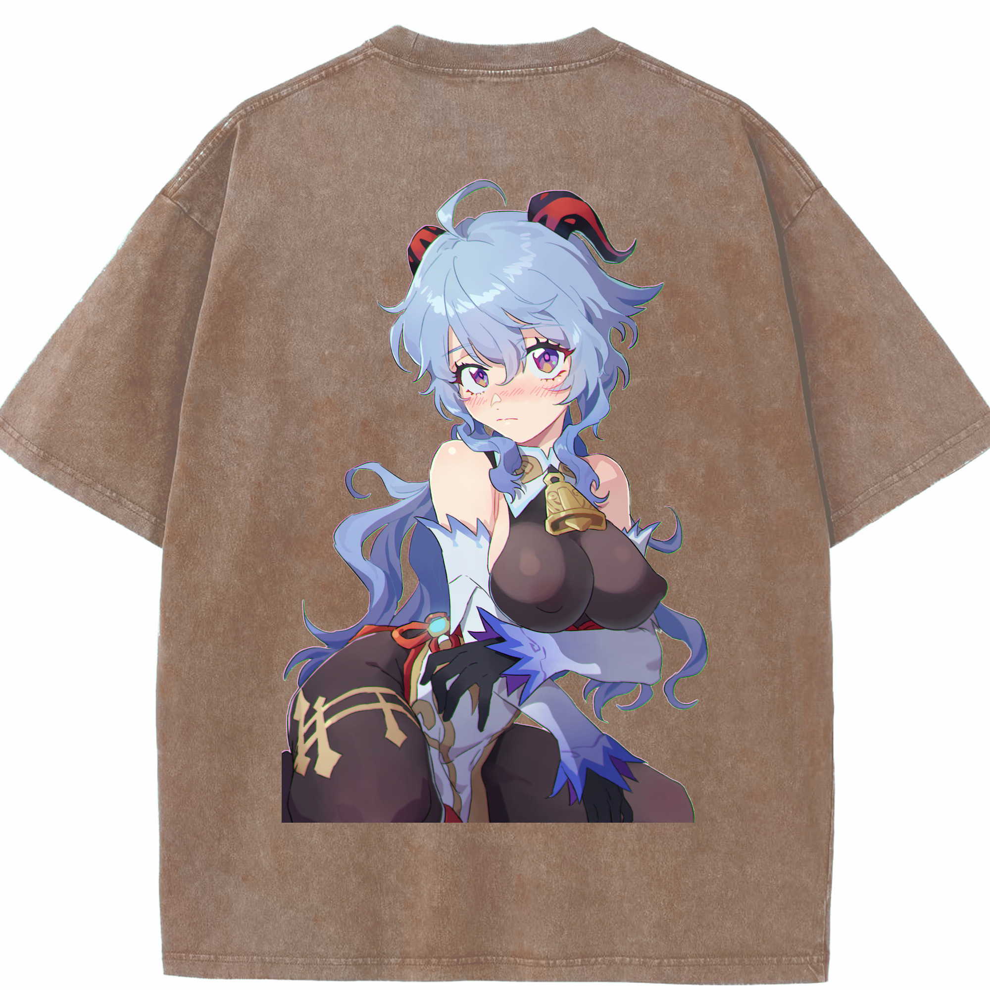 げんし神 甘雨 かんう genshin Ganyu 綿100% ヴィンテージ風 半袖Tシャツ（背面プリント）