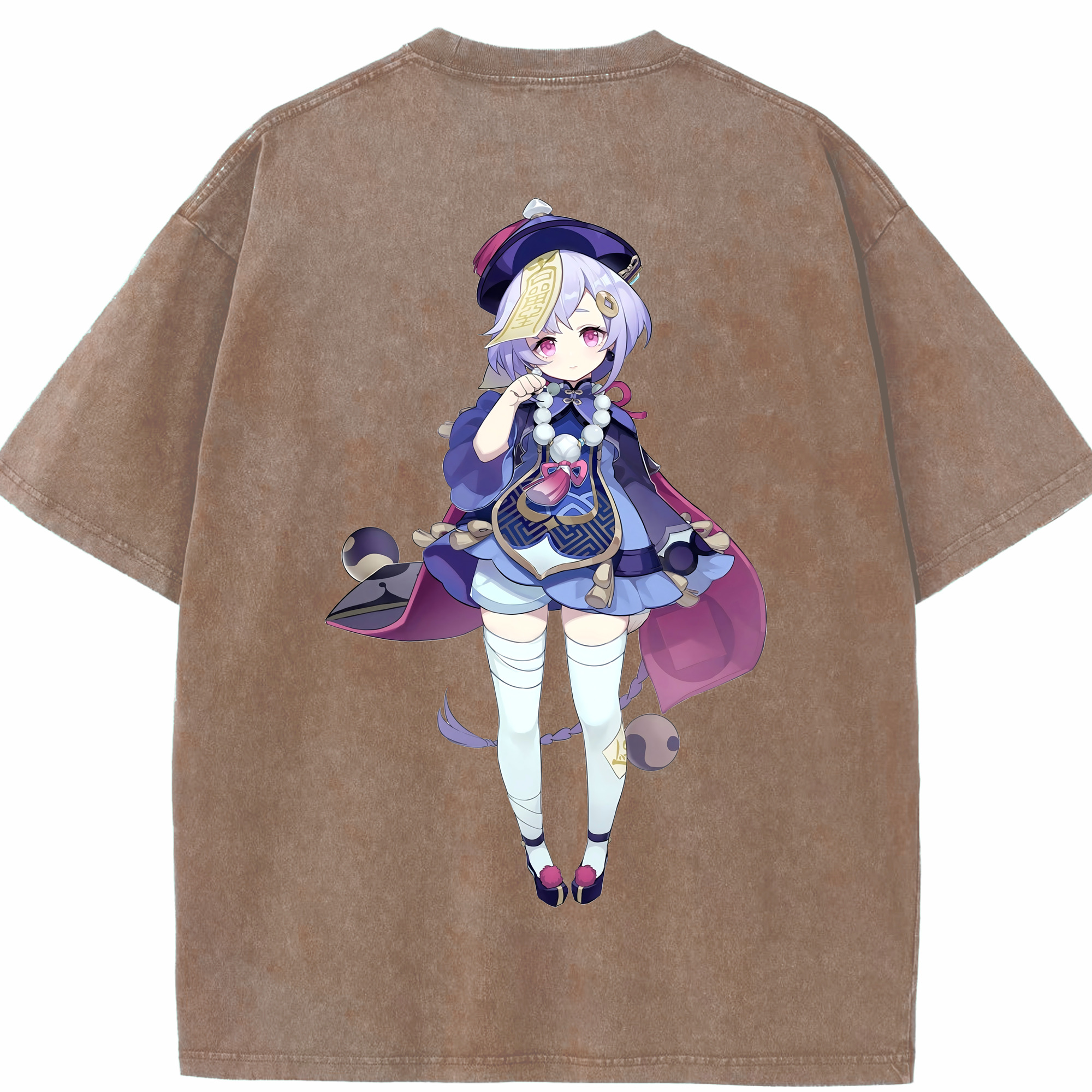 げんし神 七七 なな  genshin Nana 綿100% ヴィンテージ風 半袖Tシャツ（背面プリント）
